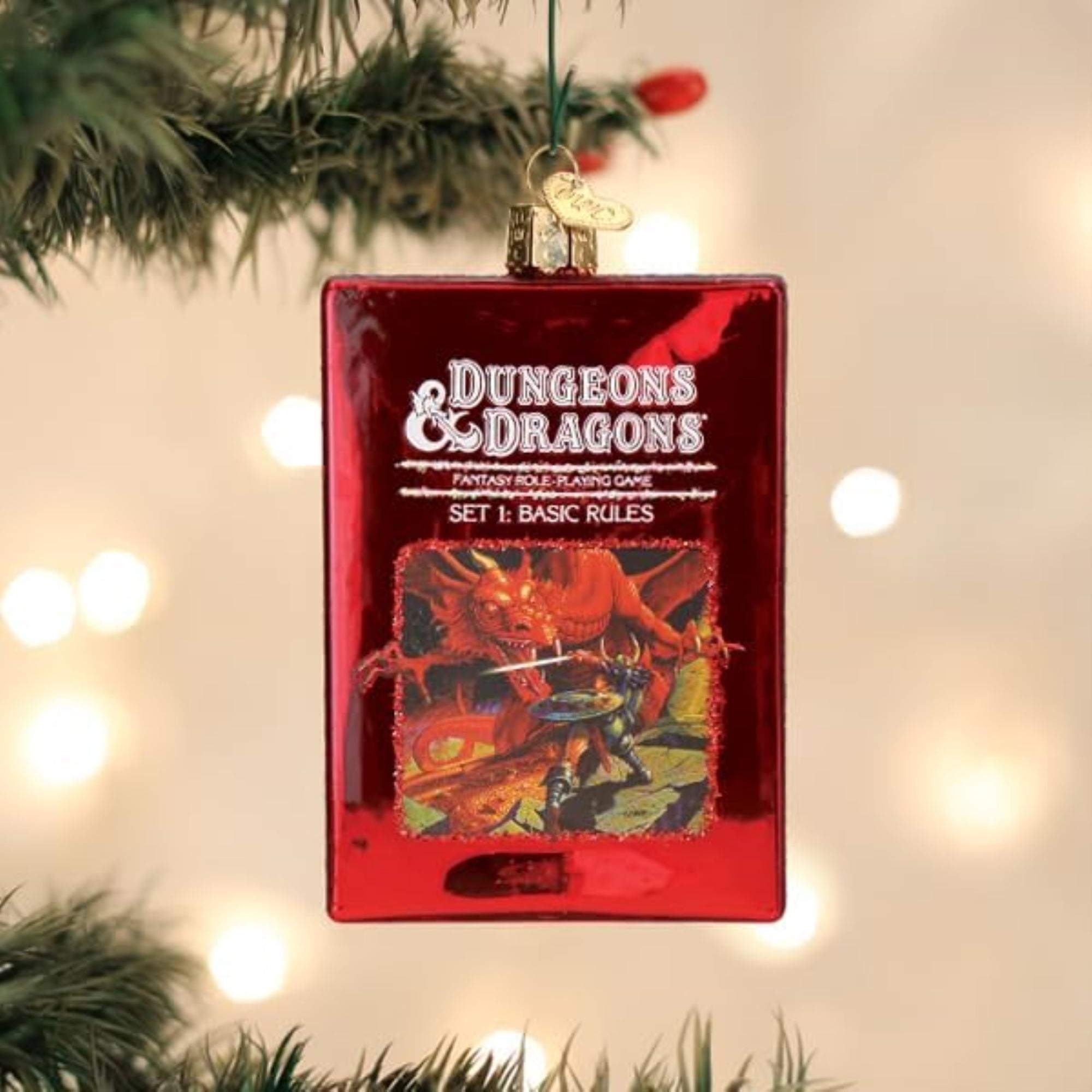 Old World Christmas Blown Glass Ornament for Christmas Tree, Dungeons & Dragons Red Box (with OWC Gift Box)