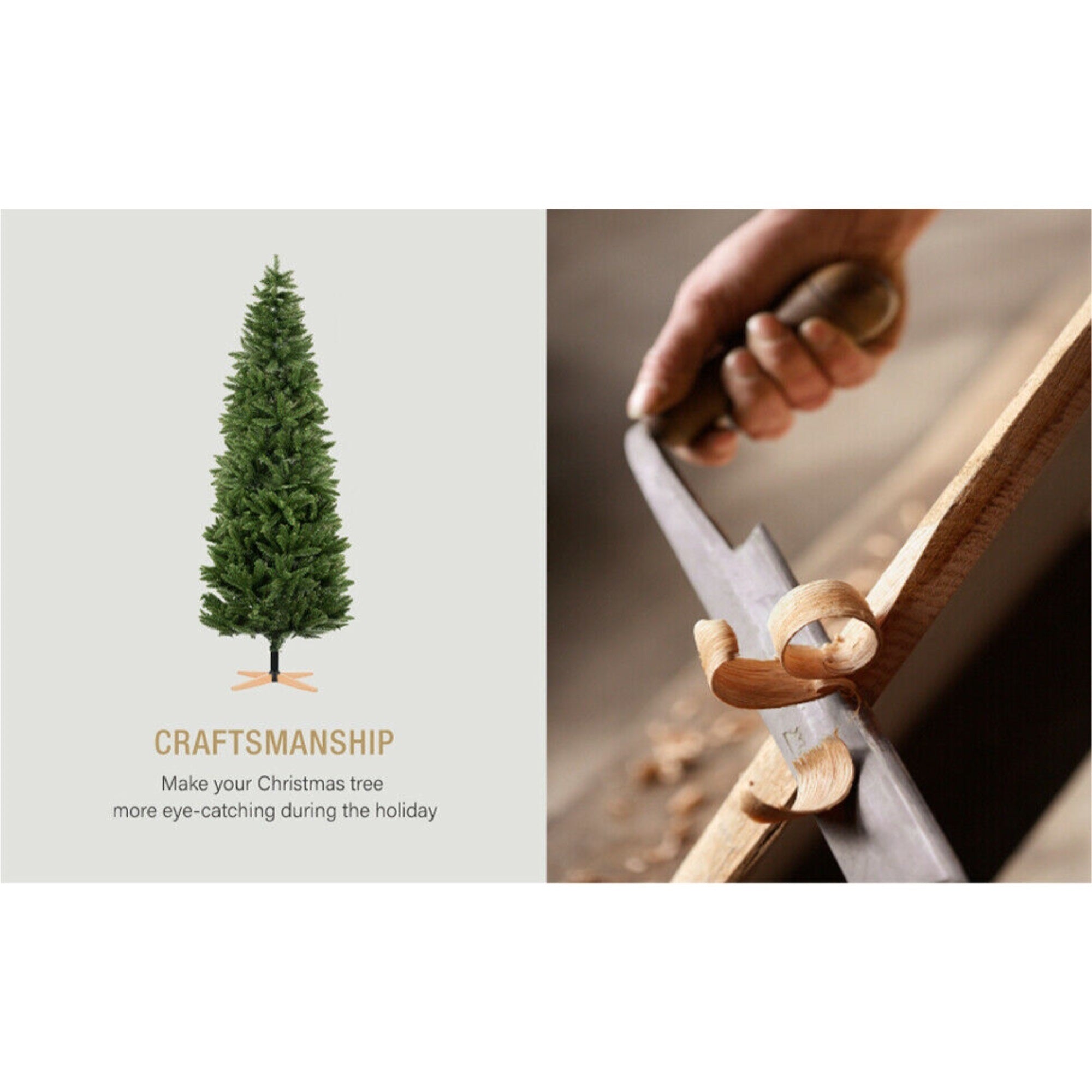 Tree Nest Artificial Christmas Tree with Wooden Stand, 6.5 feet