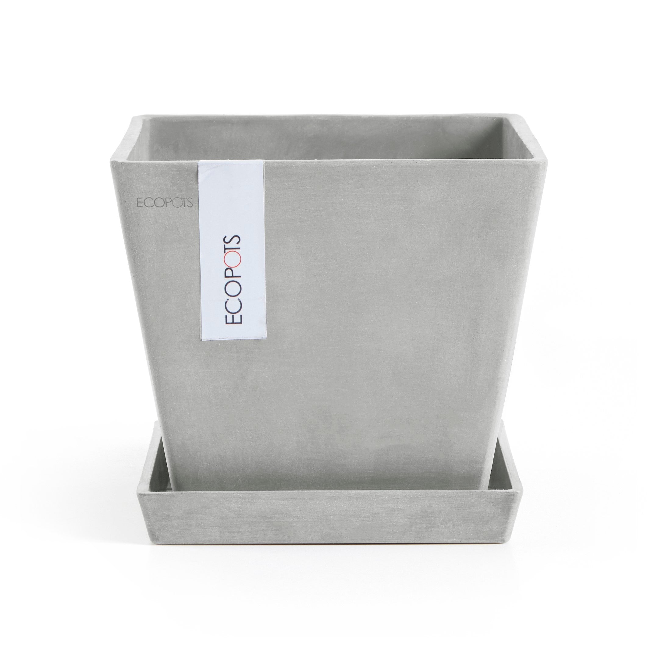 Ecopots Rotterdam Durable Modern Square Indoor/Outdoor Recycled-Based Composite Flower Planter