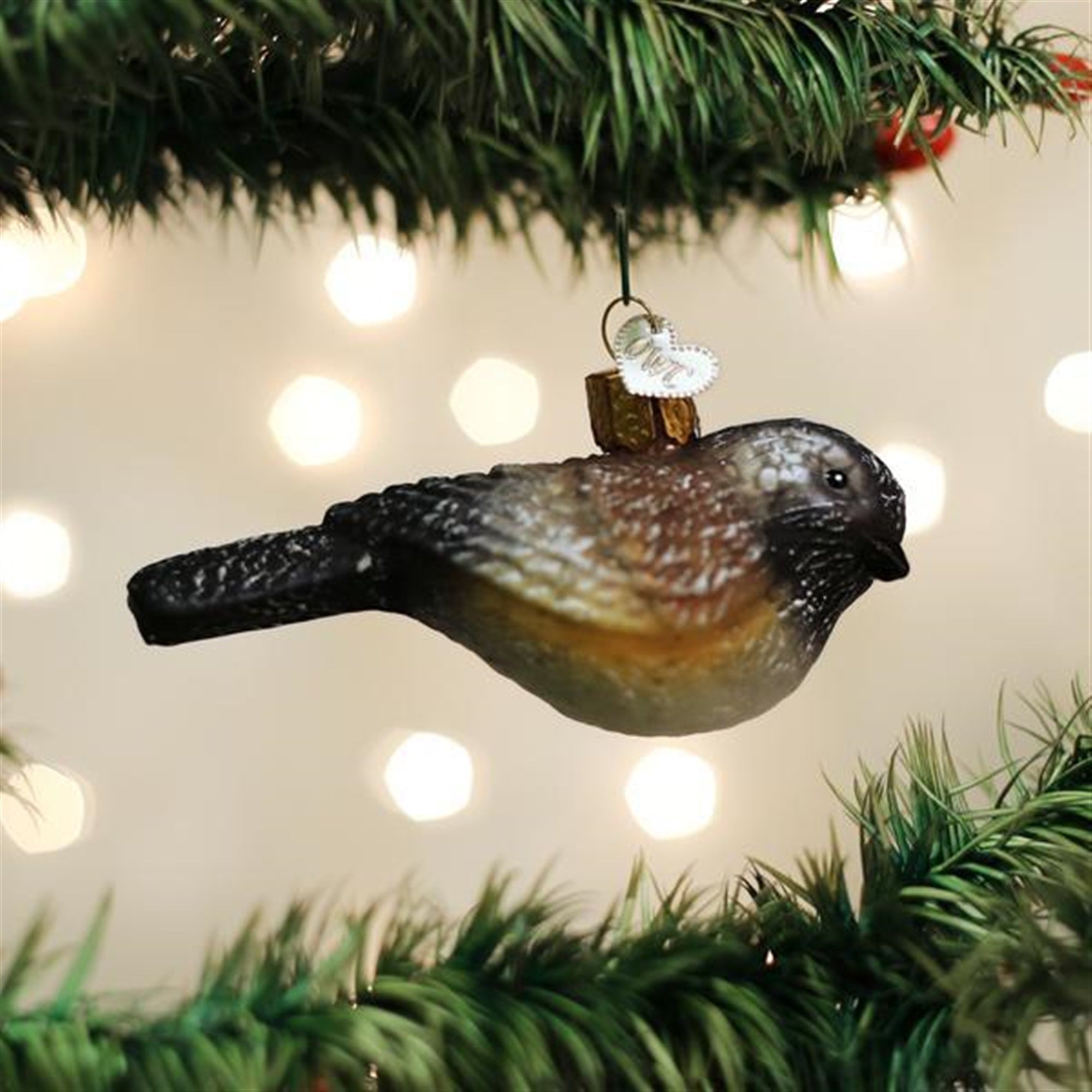 Old World Christmas Blown Glass Ornament for Christmas Tree, Vintage Woodland Collection, Chickadee