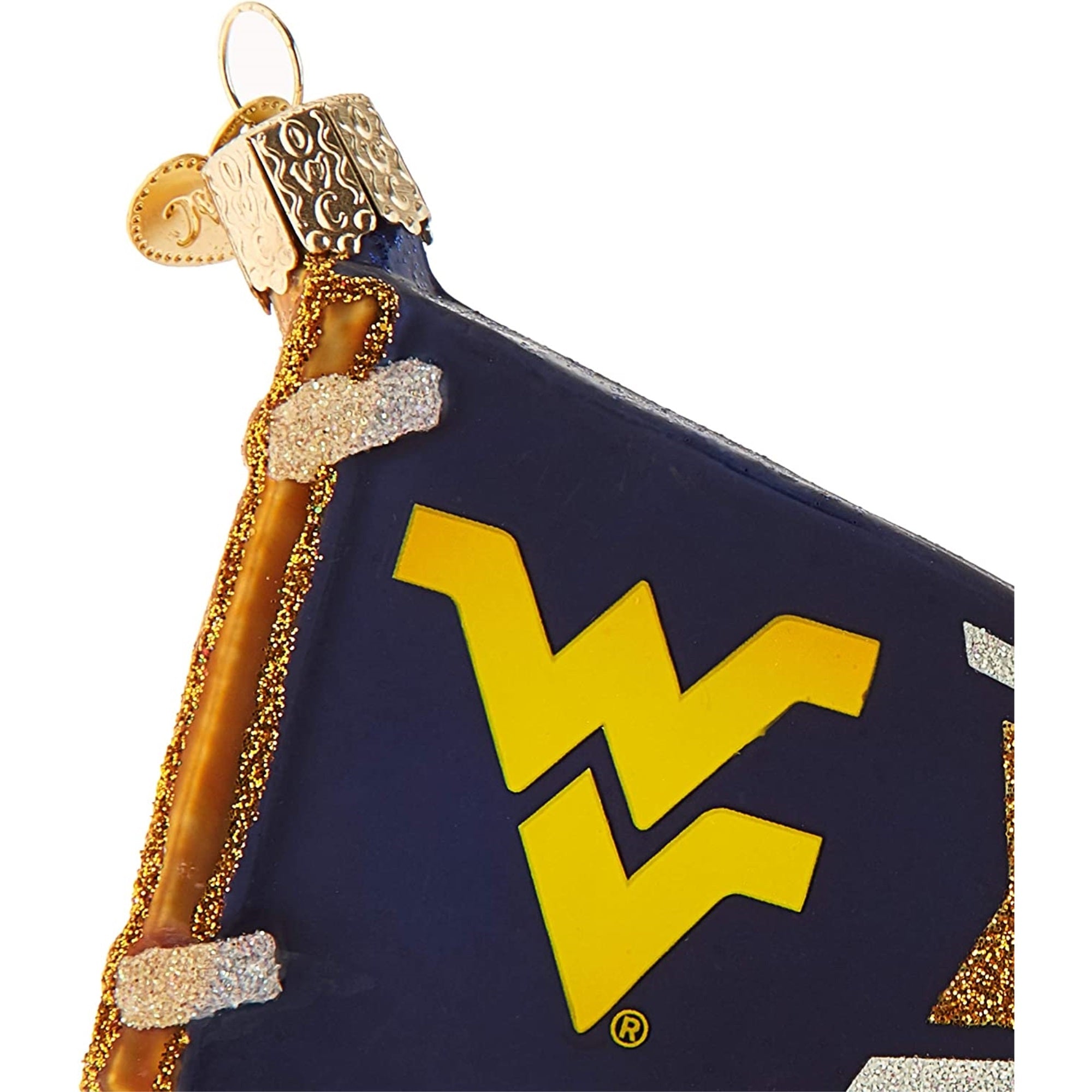 Old World Christmas Blown Glass Ornament for Christmas Tree, West Virginia Pennant