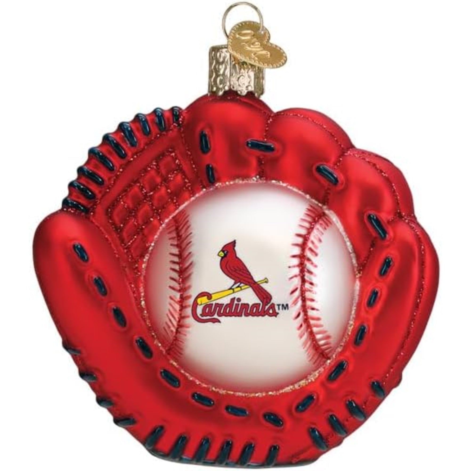 Old World Christmas Blown Glass Ornament for Christmas Tree, St. Louis Cardinals Baseball Mitt