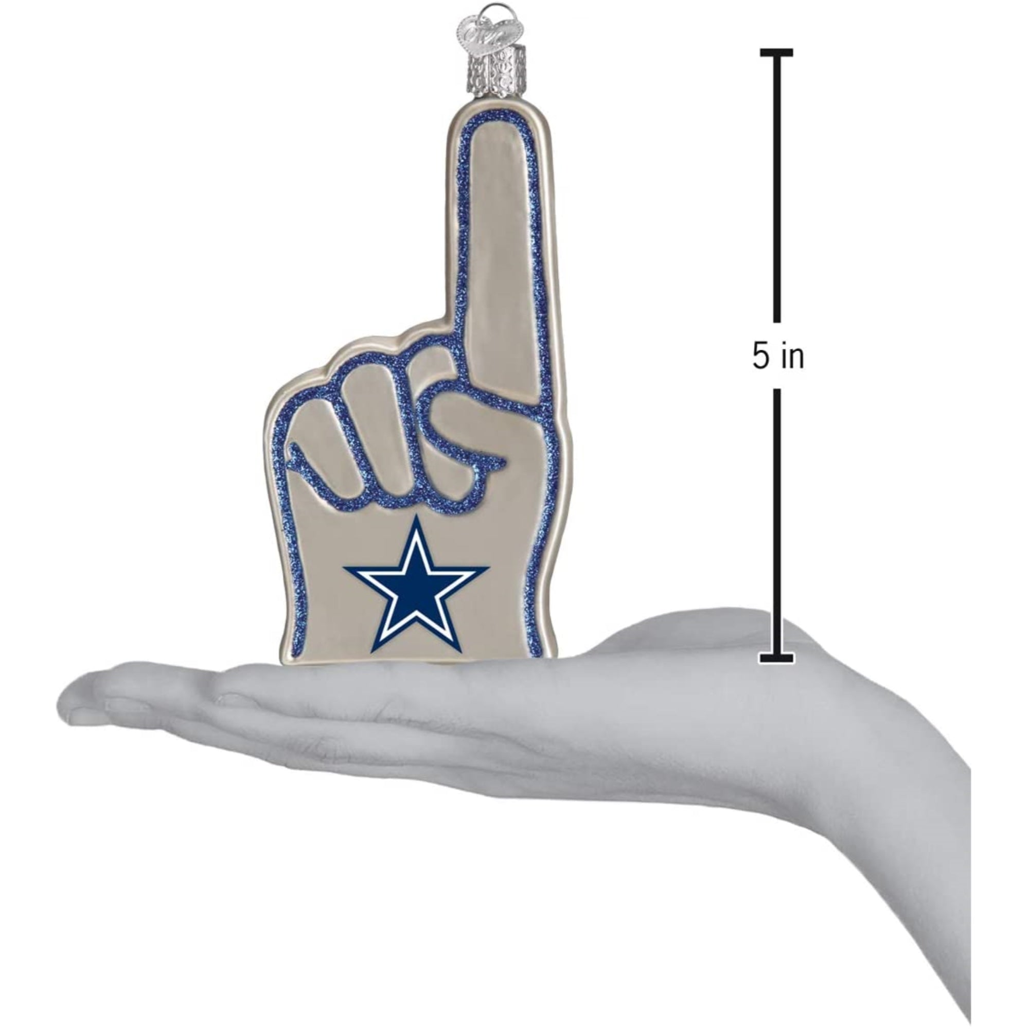 Old World Christmas Blown Glass Ornament for Christmas Tree, Dallas Cowboys Foam Finger