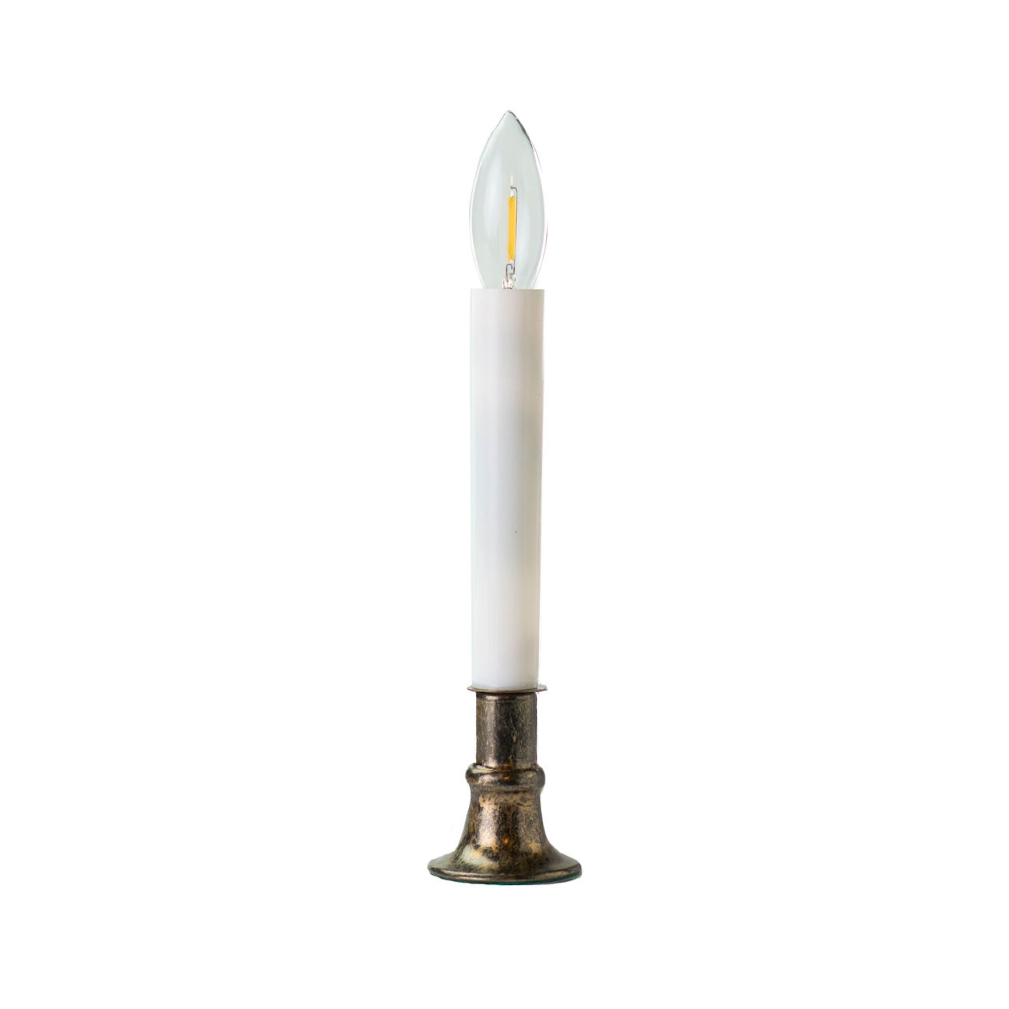 IMC Electric Candle with Warm White LED Bulb and Timer, Antique Bronze, 9"