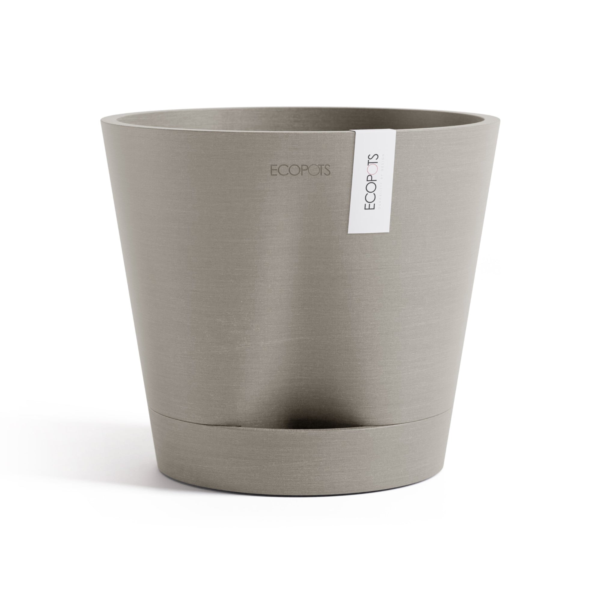 Ecopots Venice 2 Durable Modern Round Indoor/Outdoor Recycled-Based Composite Flower Pot Planter w/ Water Reservoir