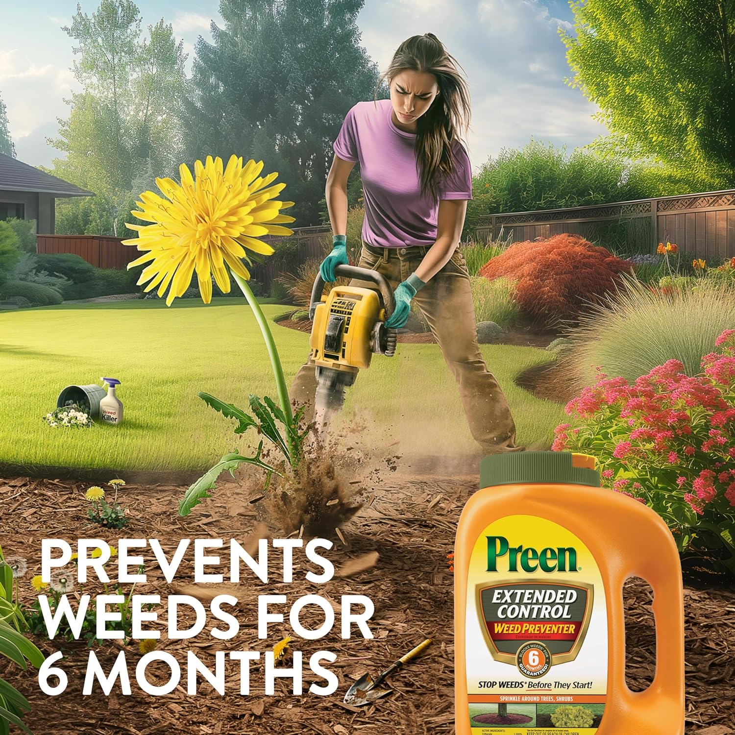 Preen Extended Control Weed Preventer, Covers 1,630 sq. ft, 10 lb