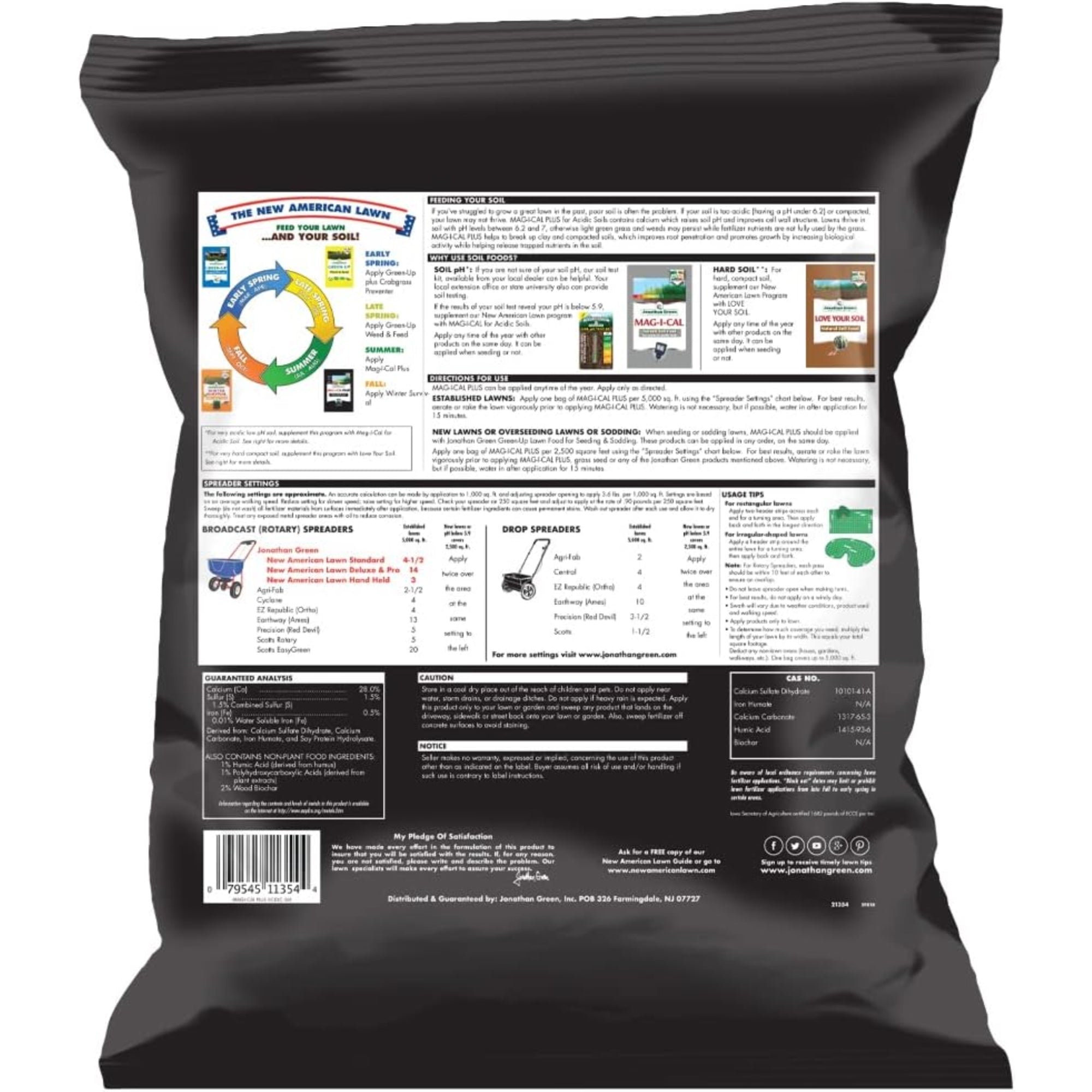 Jonathan Green MAG-I-CAL PLUS Soil Food for Lawns in Acidic + Hard Soils, 5M (Covers up to 5000 sq ft) 18lb