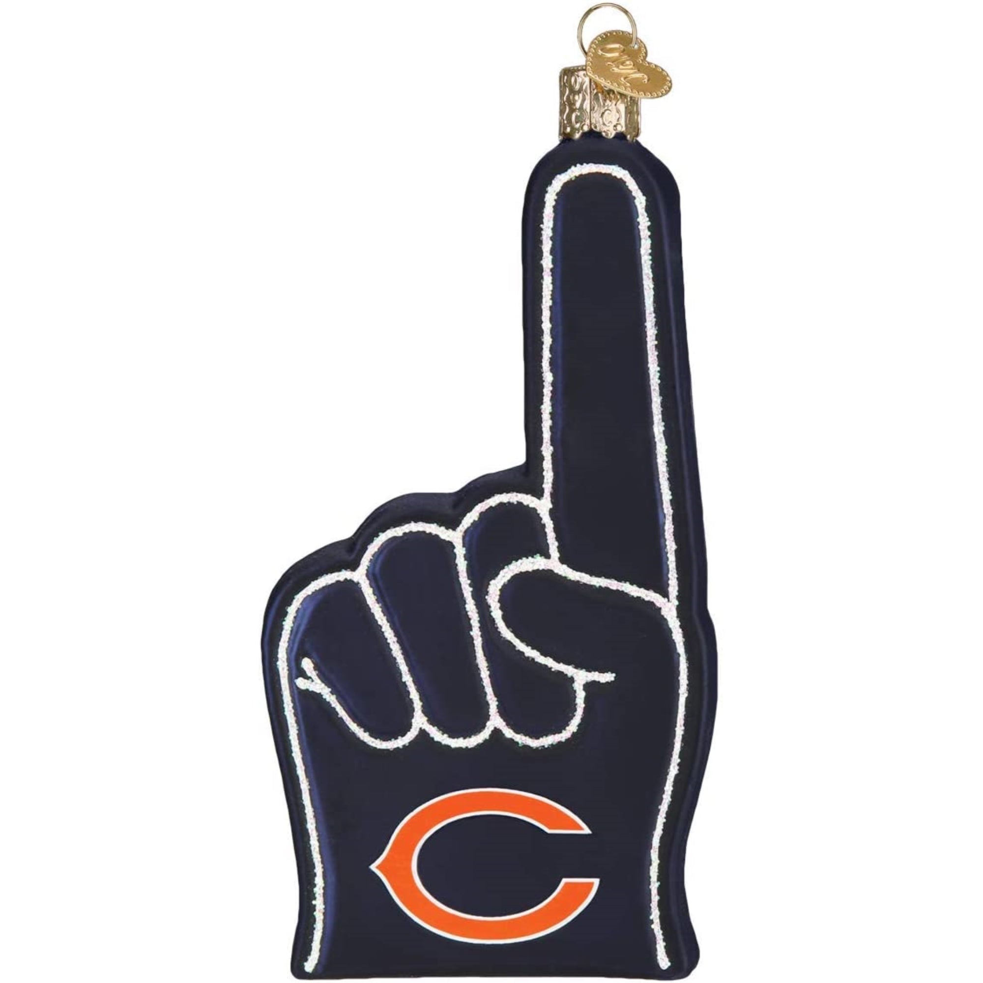 Old World Christmas Blown Glass Ornament for Christmas Tree, Chicago Bears Foam Finger