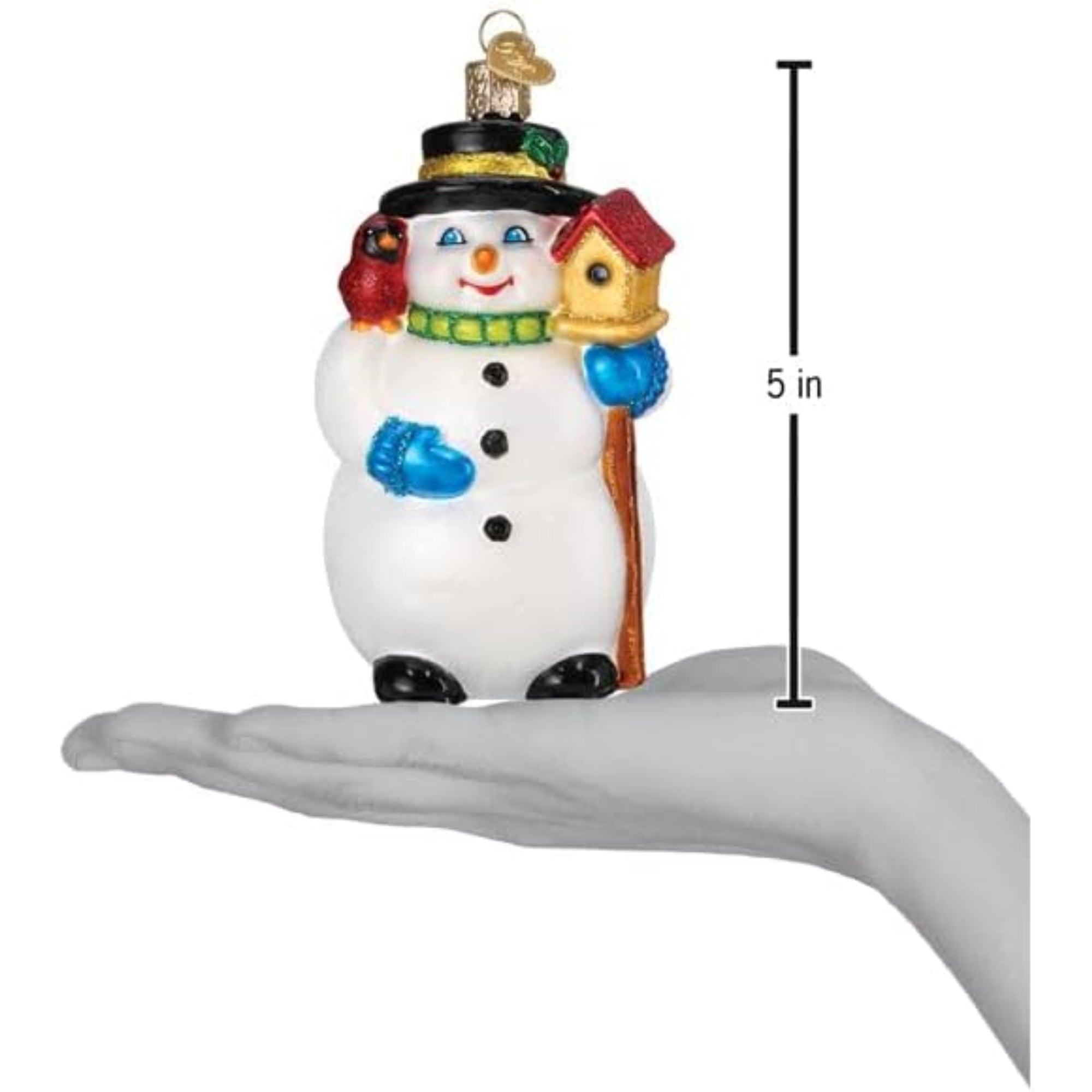 Old World Christmas Blown Glass Ornament for Christmas Tree, Snowman With Cardinal (with OWC Gift Box)