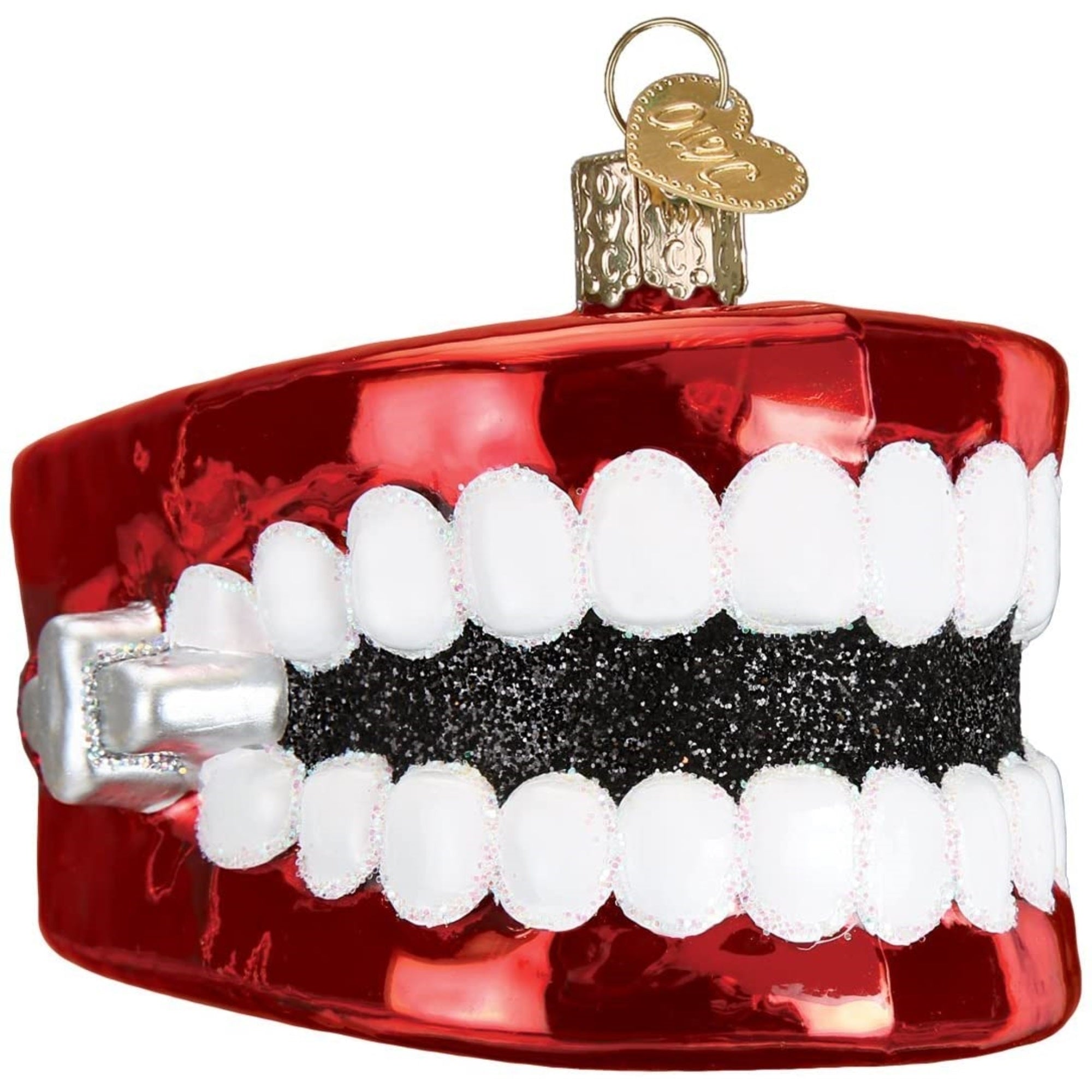 Old World Christmas Blown Glass Ornament for Christmas Tree, Wind Up Teeth