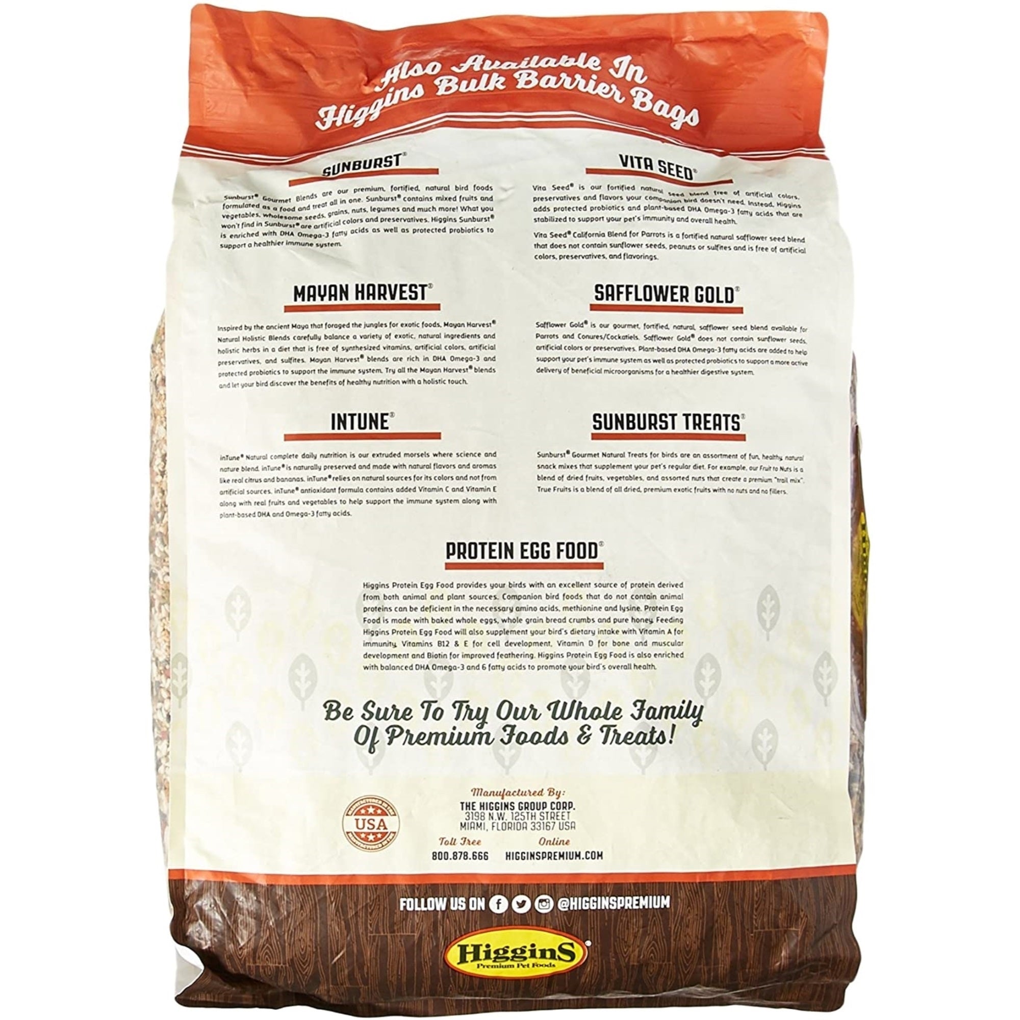 Higgins Premium Pet Foods Safflower Gold for Conures, Cockatiels & Lovebirds 25lb