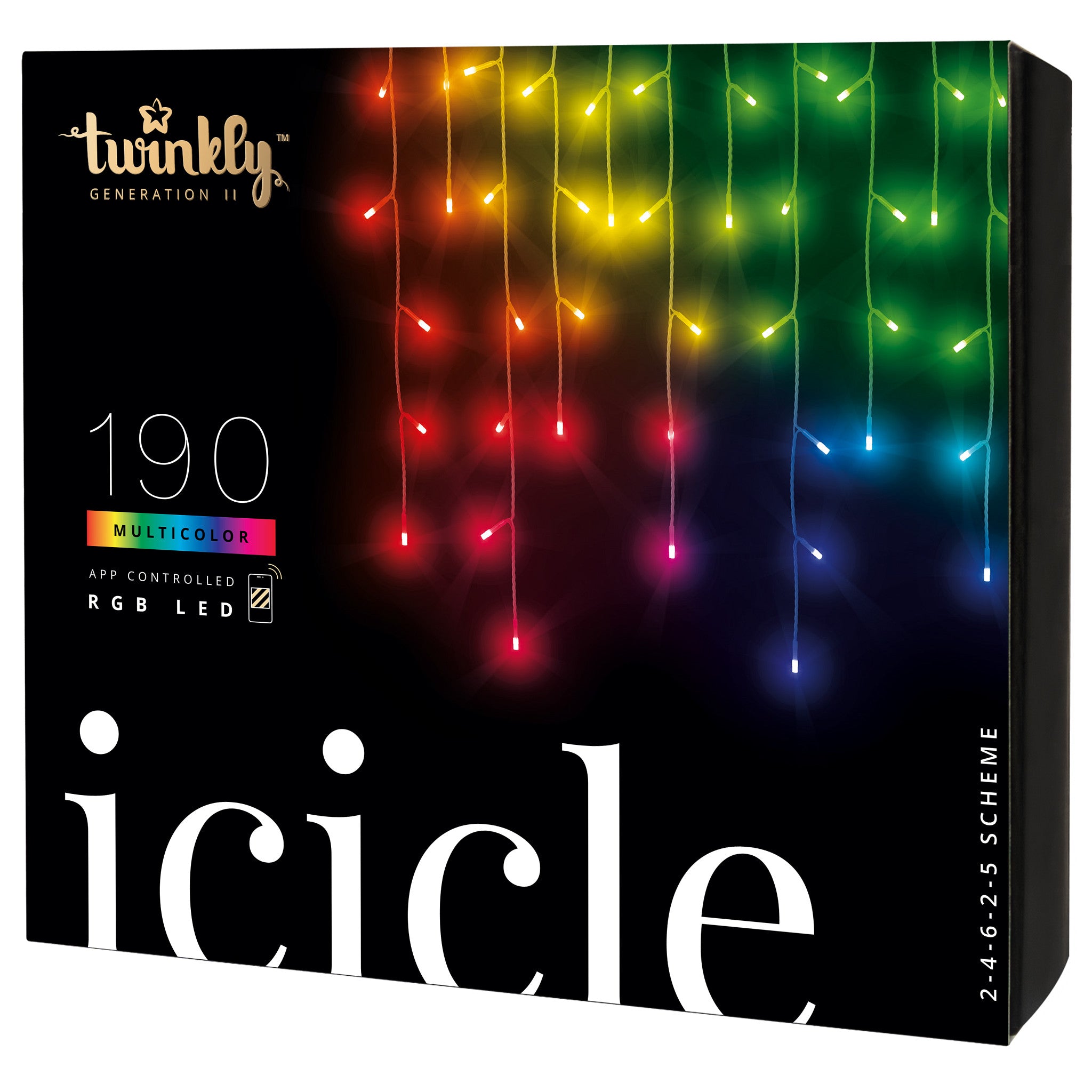 Twinkly Icicle App Controlled Clear Wire Christmas Lights Indoor and Outdoor Smart Lighting Decoration, LED