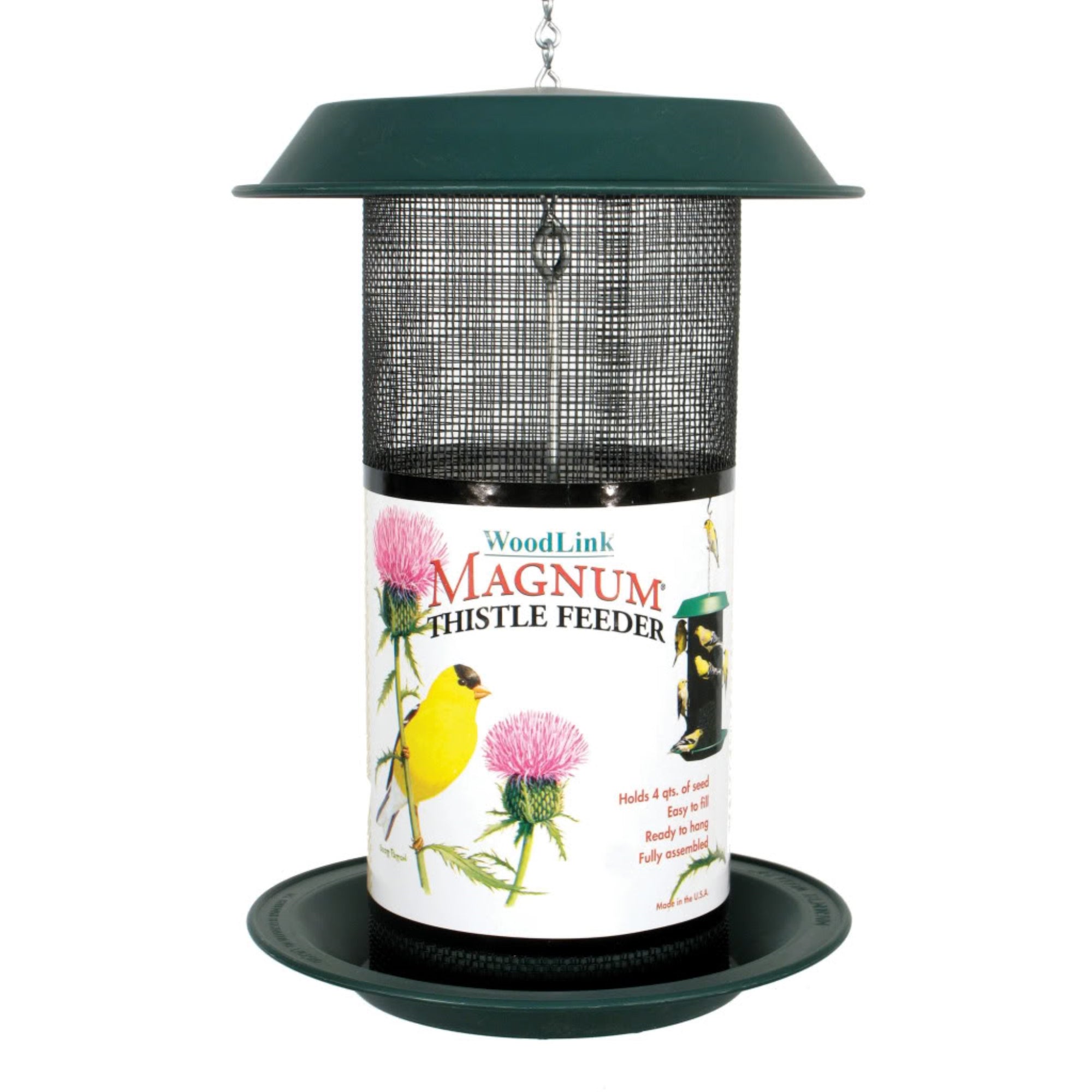 Woodlink MAG2 Magnum Thistle Bird Feeder, Green, 4qt