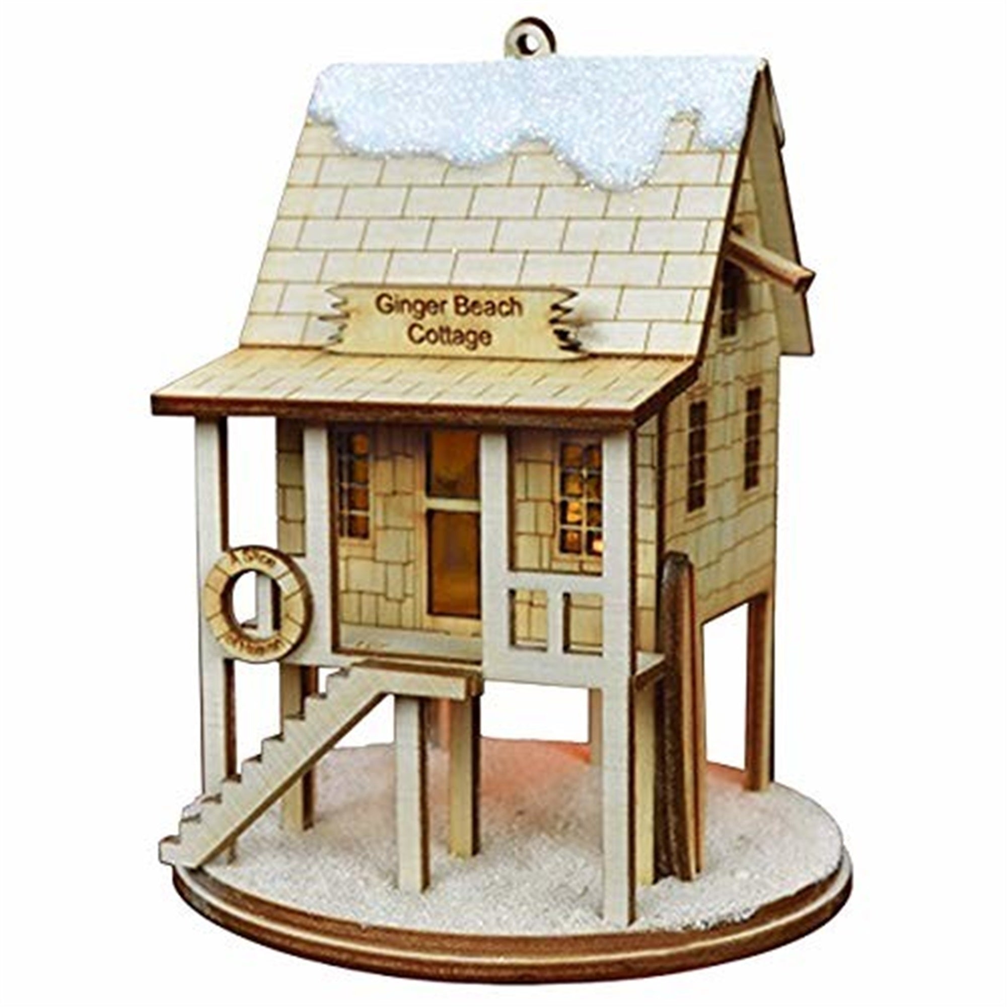 Old World Christmas Ginger Cottage Wooden Ornament for Christmas Tree, Beach Cottage