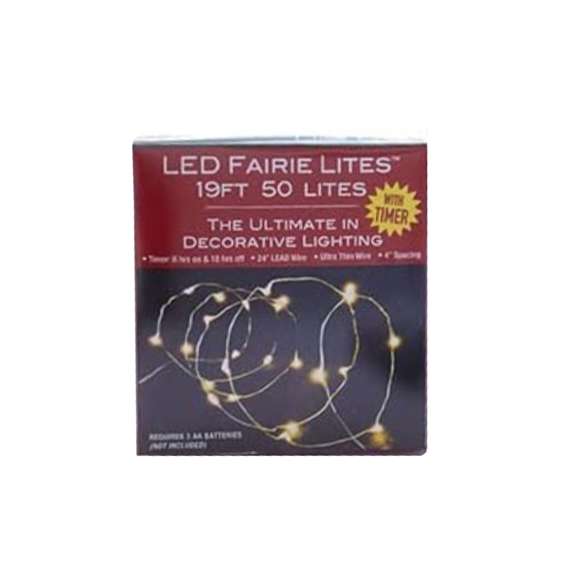 Kurt Adler Indoor Battery Operated LED Fairie Lites with Timer, 50 Warm White LED Lites, 19ft