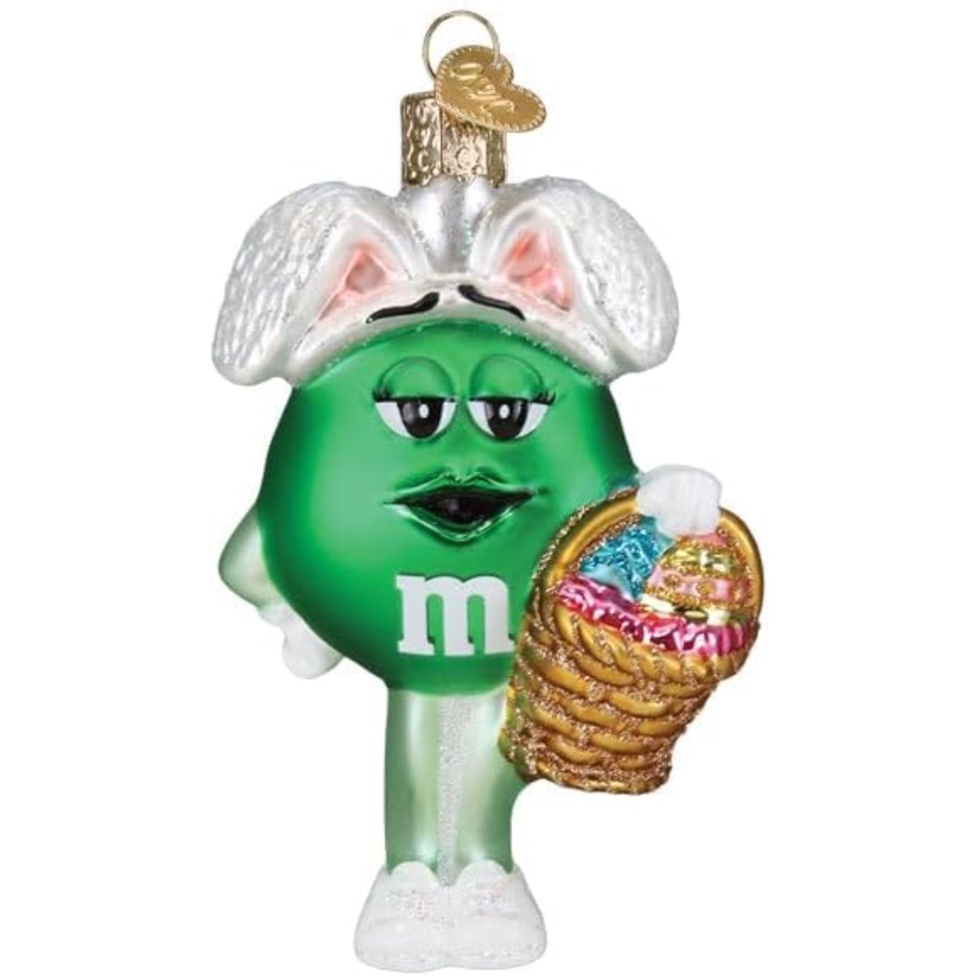 Old World Christmas Blown Glass Ornament for Christmas Tree, M&M'S Green Easter (with OWC Gift Box)