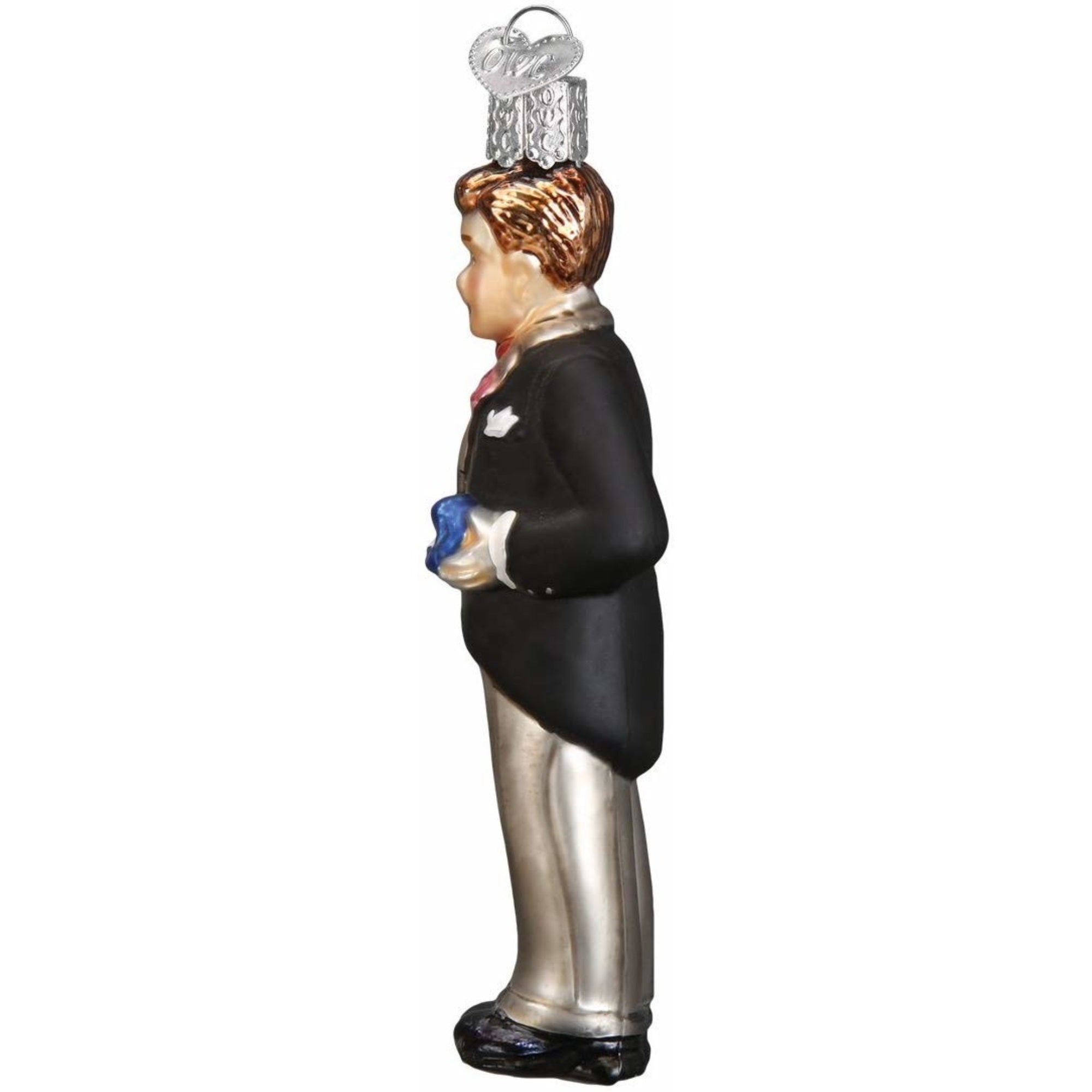 Old World Christmas Blown Glass Ornament for Christmas Tree, Brunette Groom