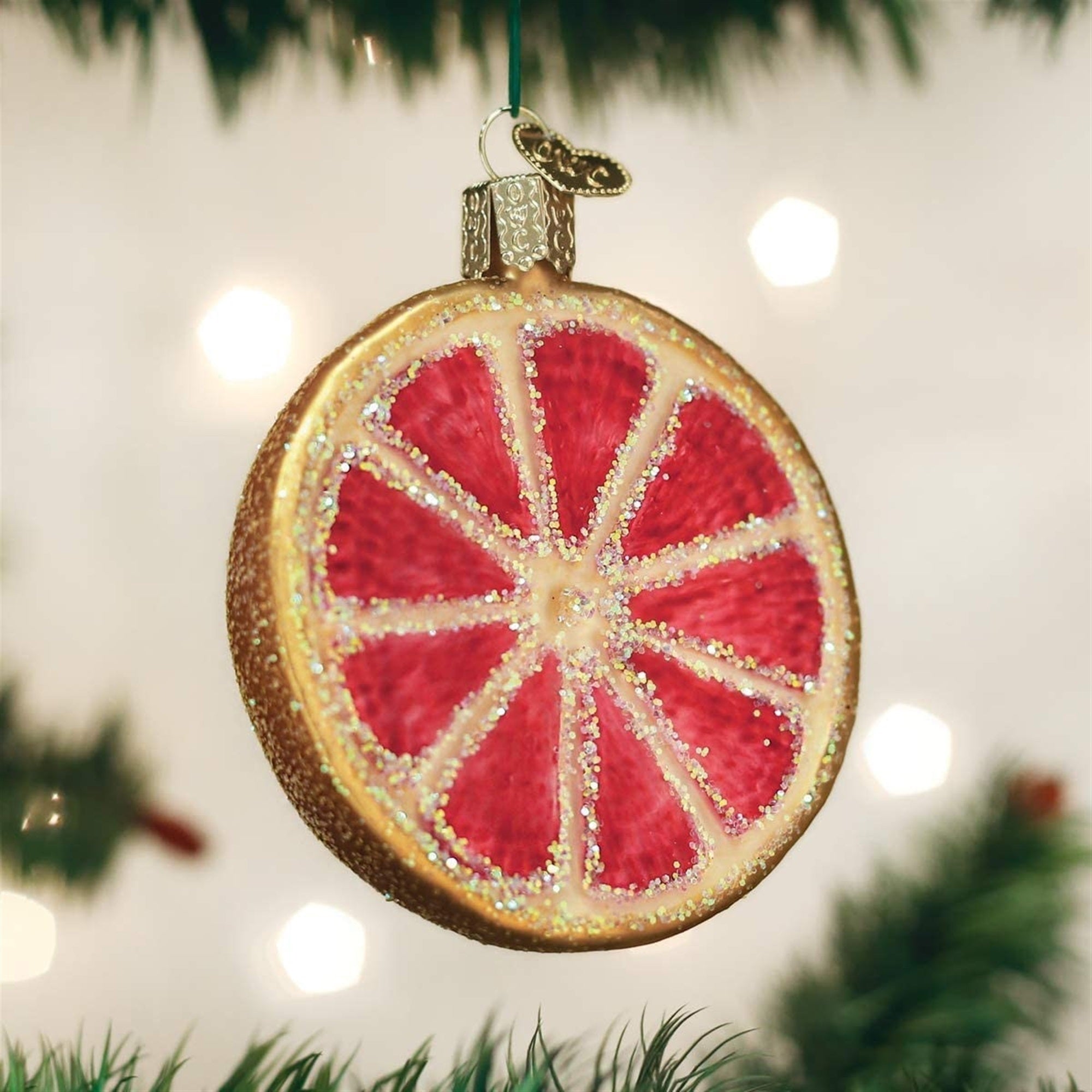 Old World Christmas Blown Glass Ornament for Christmas Tree, Grapefruit