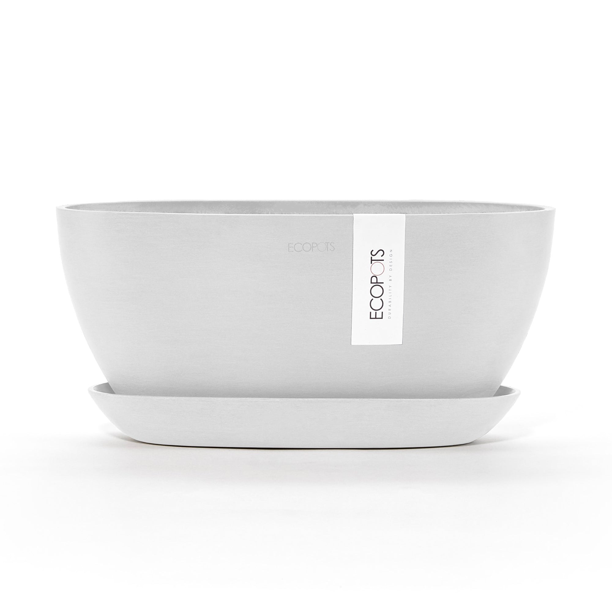 Ecopots Sofia Durable Modern Oval Indoor/Outdoor Recycled-Based Composite Flower Pot Planter w/ Water Reservoir