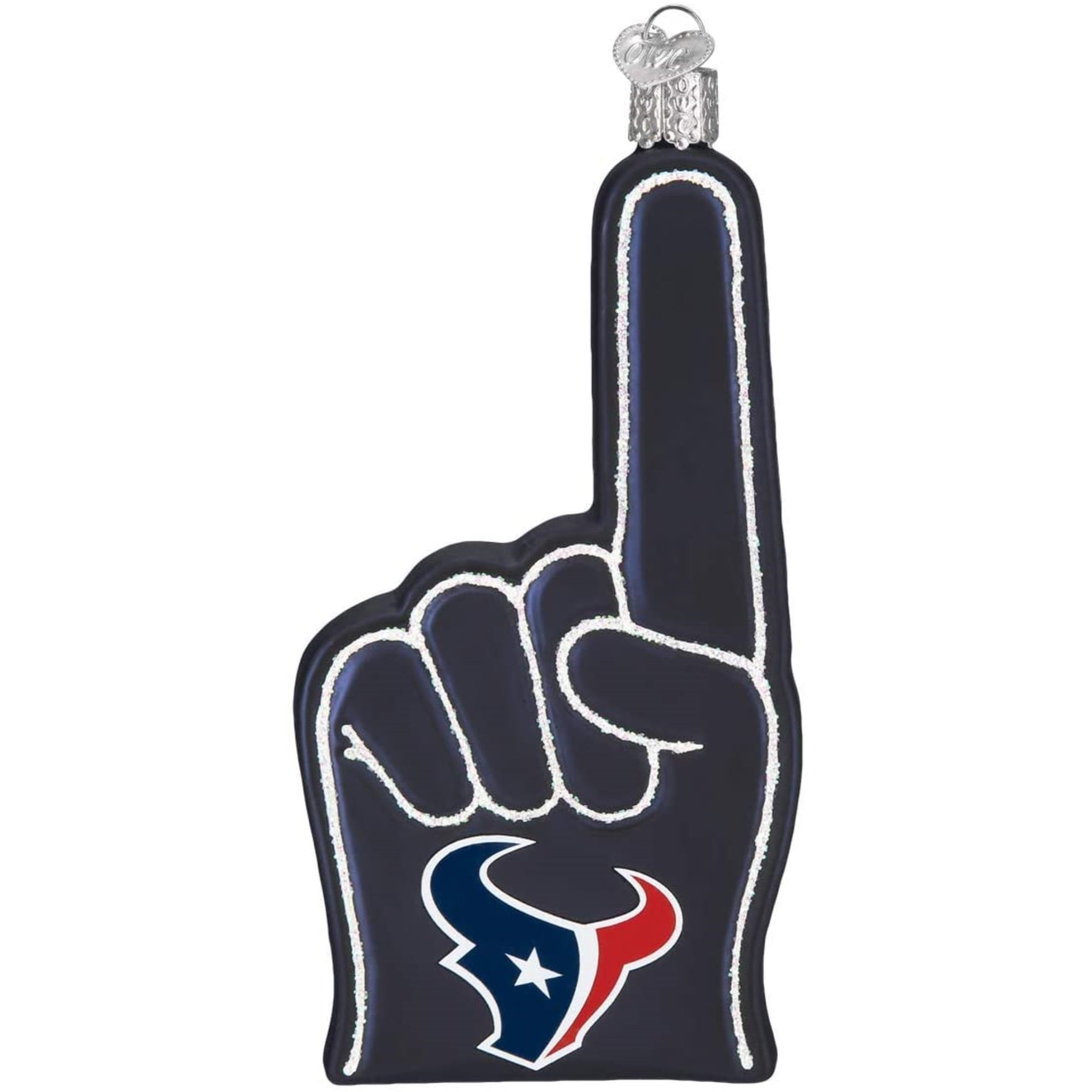Old World Christmas Blown Glass Ornament for Christmas Tree, Houston Texans Foam Finger
