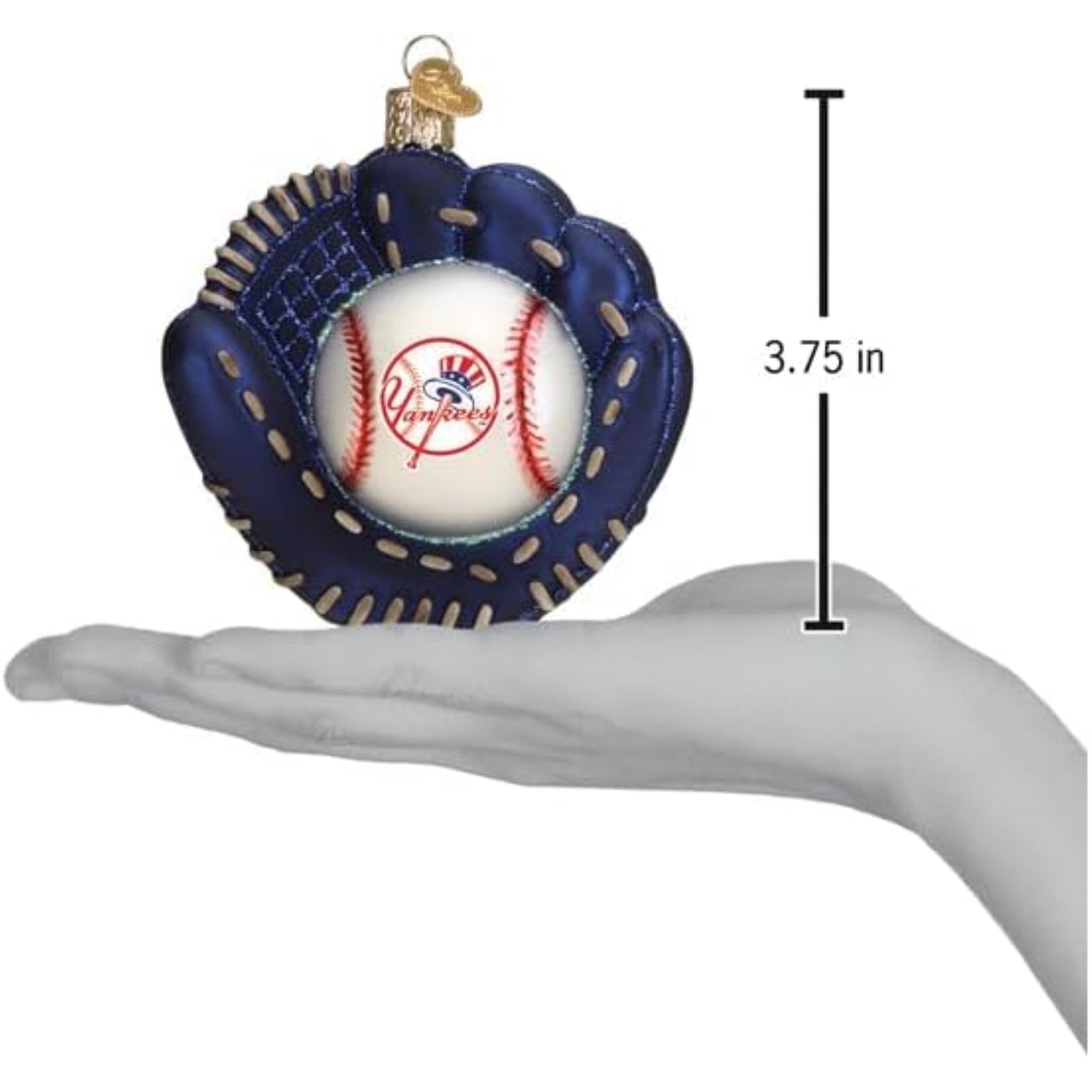 Old World Christmas Blown Glass Ornament for Christmas Tree, New York Yankees Baseball Mitt