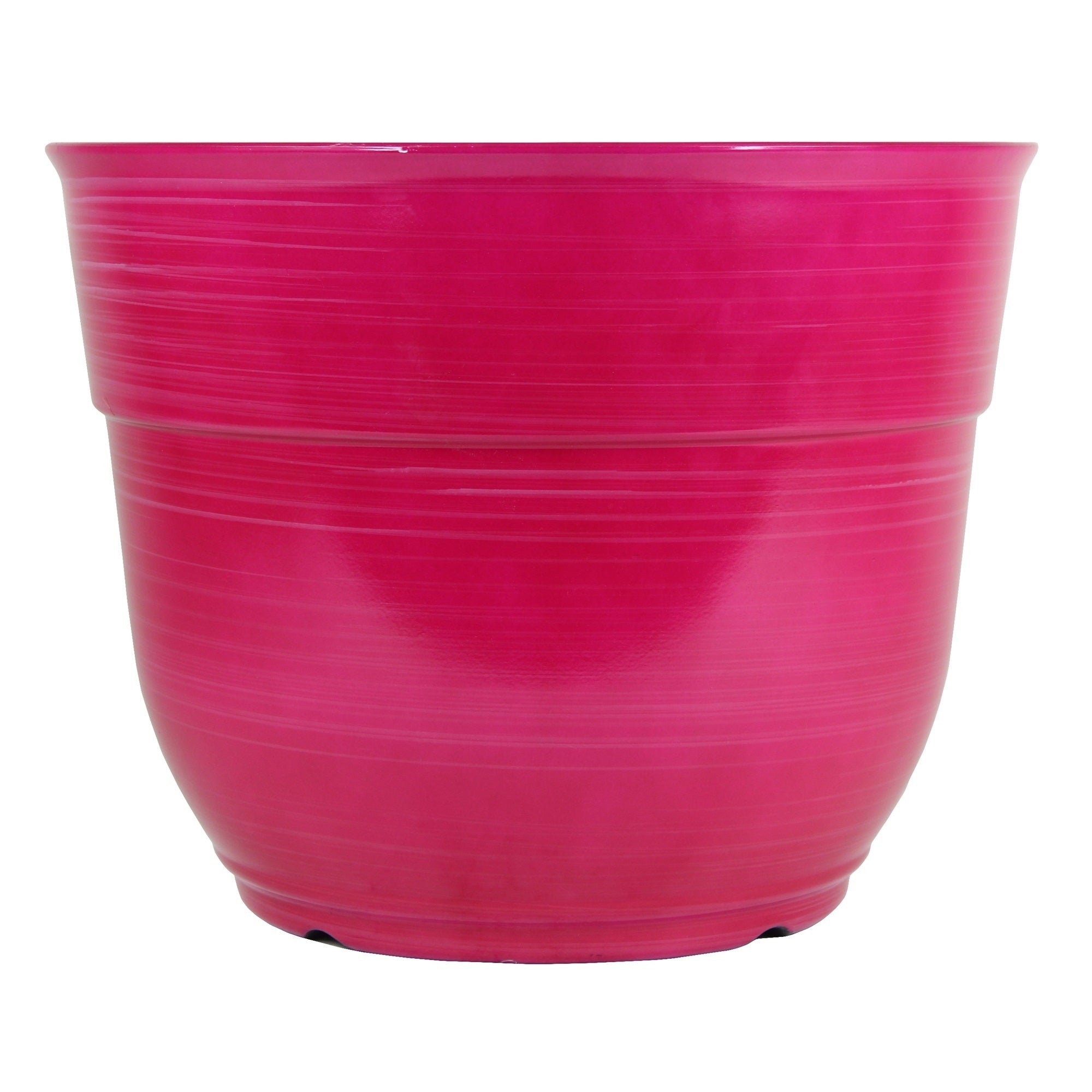 plastic plant holders Garden Elements Glazed Brushed Happy Large Plastic Planter, Dark Purple, 15 Inch