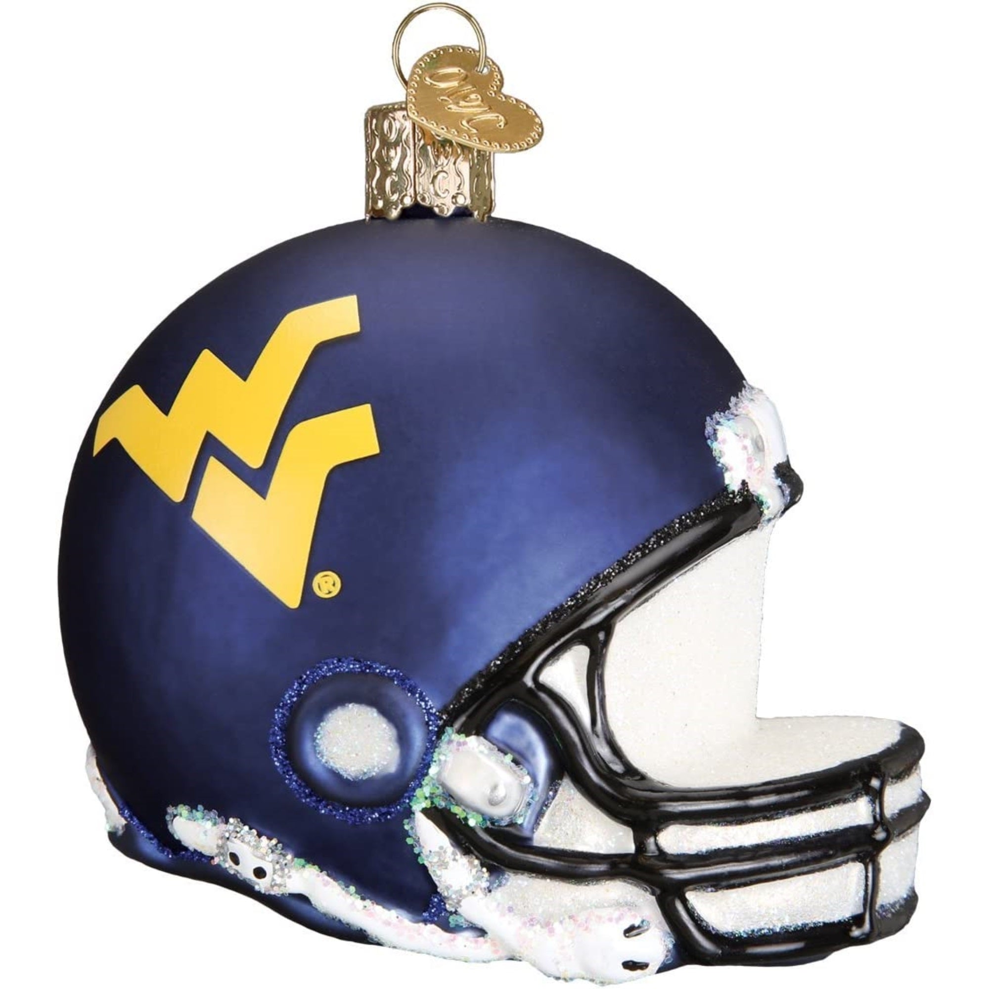 Old World Christmas Blown Glass Ornament for Christmas Tree, West Virginia Helmet
