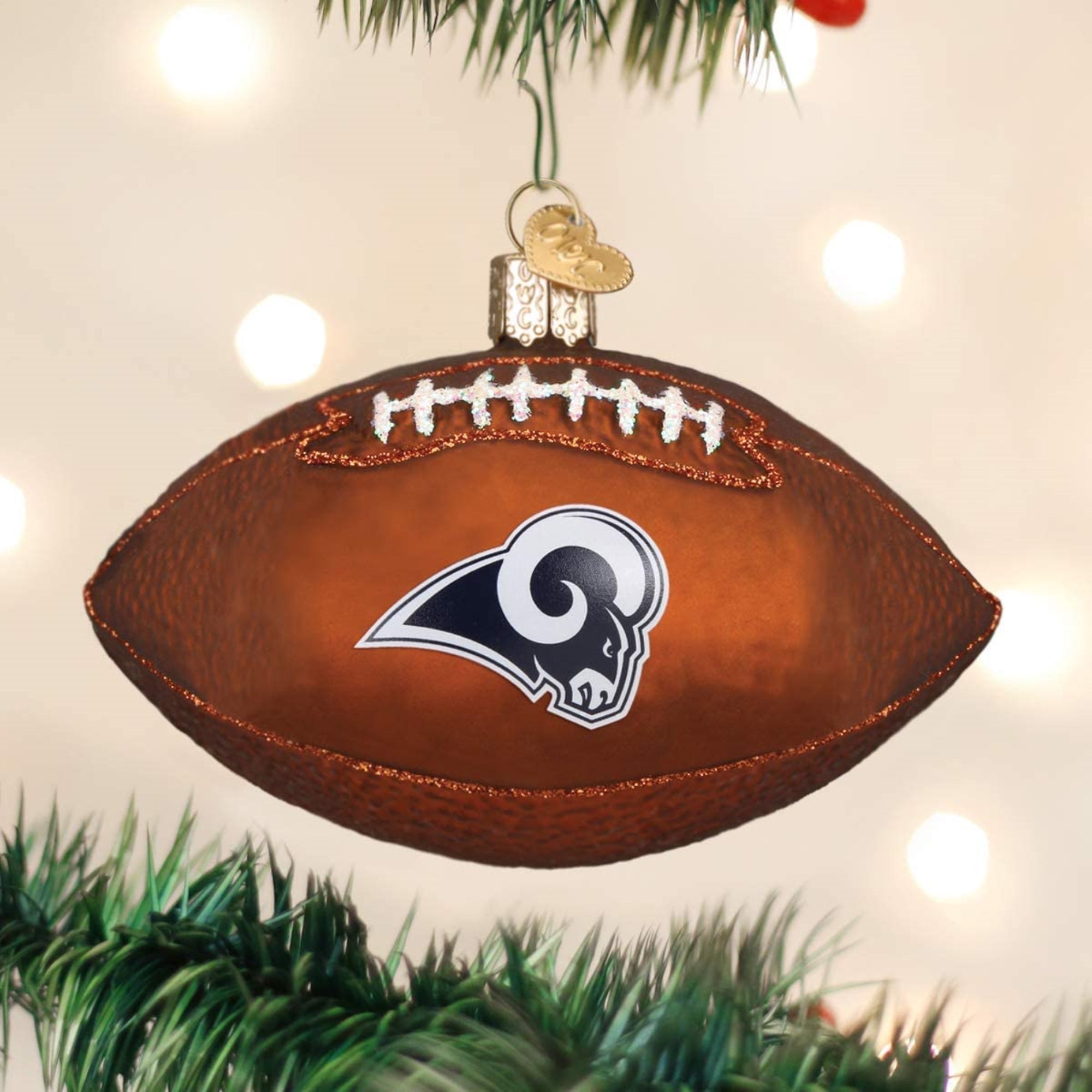 Old World Christmas Blown Glass Ornament for Christmas Tree, Los Angeles Rams Football