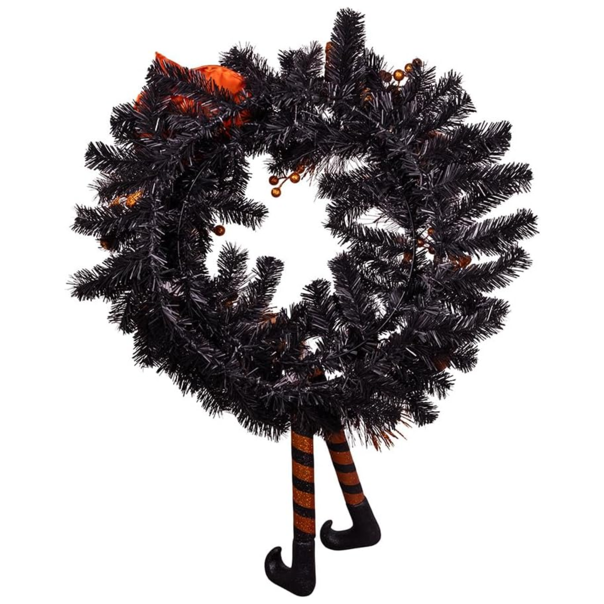 Kurt Adler Un-Lit Halloween Wreath, Orange & Black, 33in
