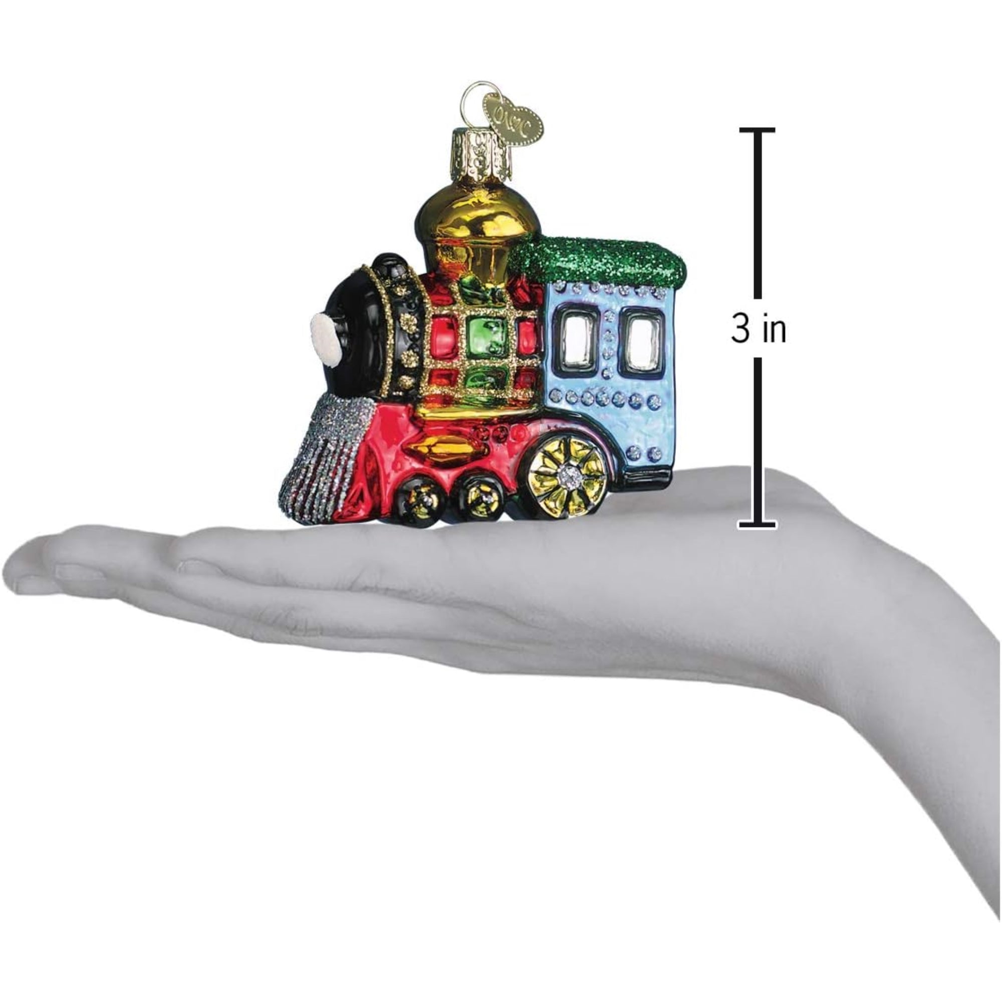 Old World Christmas Blown Glass Ornament for Christmas Tree, Small Locomotive (with OWC Gift Box)
