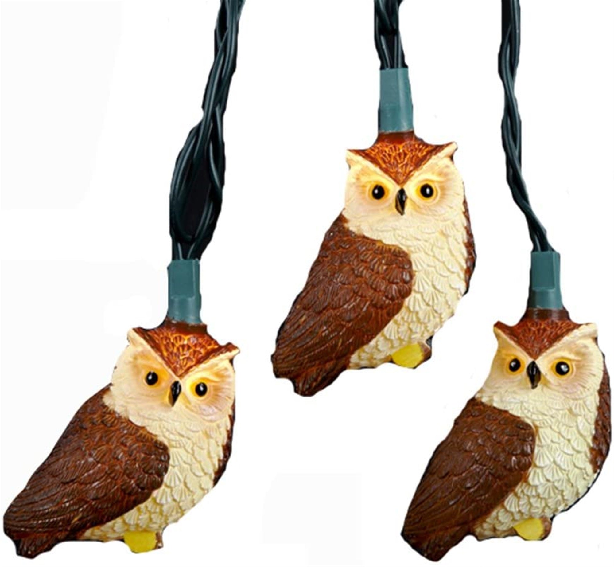 Kurt Adler Indoor/Outdoor Novelty Light Set, 10 UL Listed Incandescent Bulbs, Owls, Light Brown 11.5ft