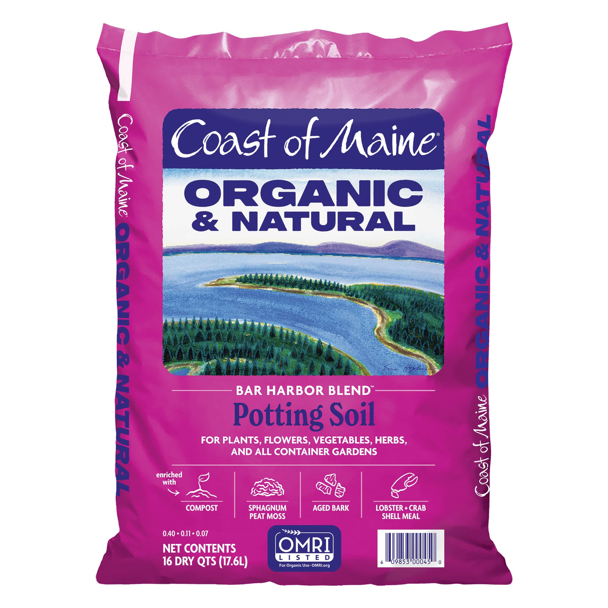 Coast of Maine Bar Harbor Blend Organic and Natural Potting Soil for Houseplants, Flowers, Vegetables, Herbs and Container Gardens