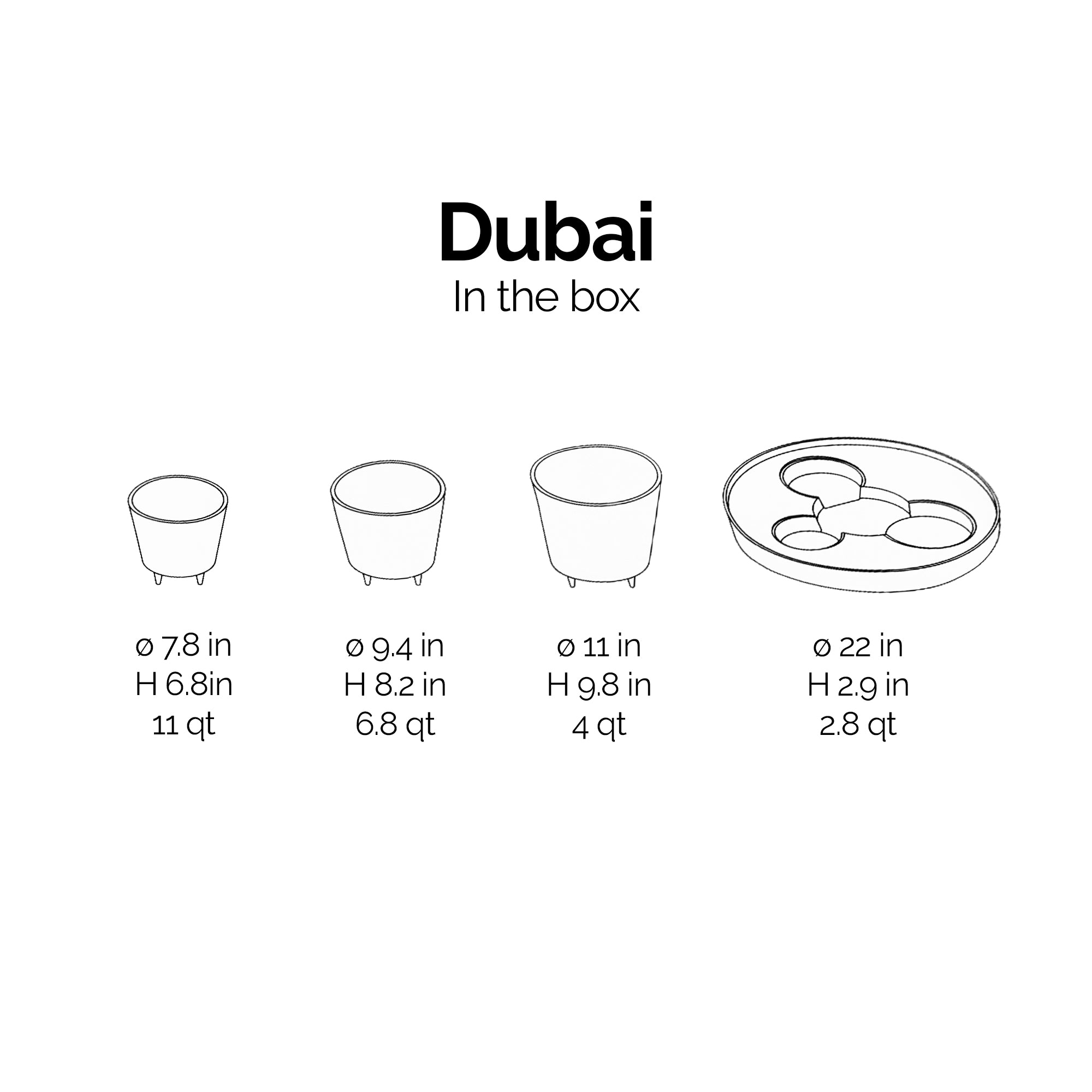 Ecopots Dubai Self Watering Durable Modern Round Indoor/Outdoor Recycled-Based Composite Flower Pot Planters w/Wheels and Saucer, 22"