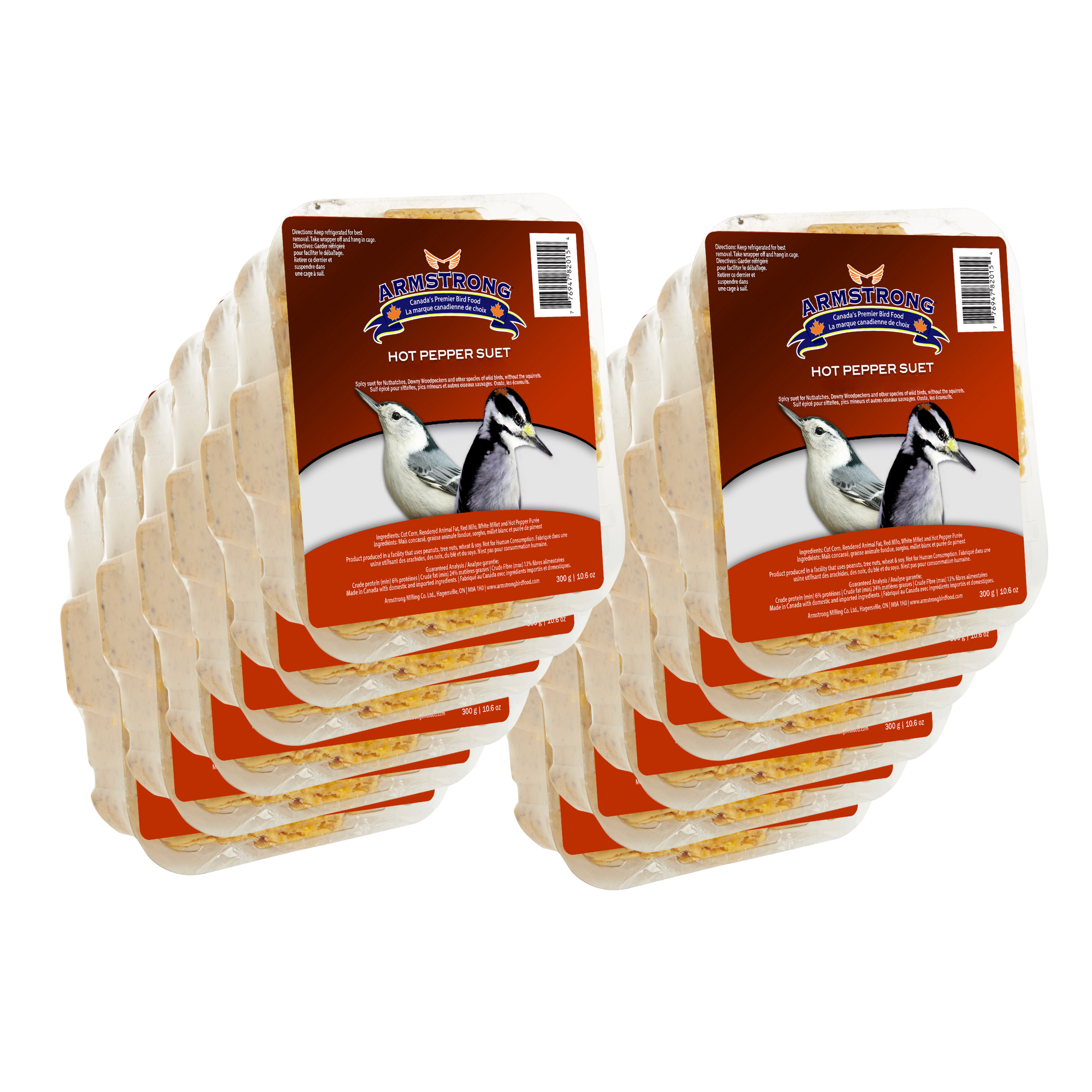Armstrong Wild Bird Food Hot Pepper Suet Cake, 10.6oz (Pack of 12)