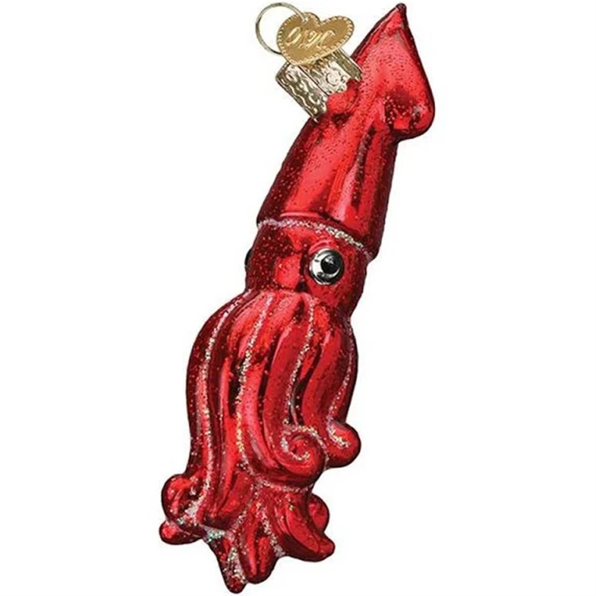 Old World Christmas Blown Glass Ornament for Christmas Tree, Red Squid