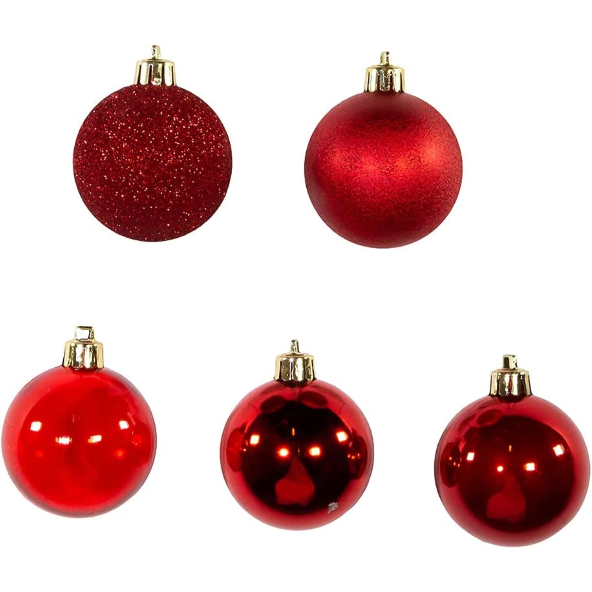 Kurt Adler Shatterproof Christmas Tree Ornament Set, Multi-finished Red Balls, 2.5" (30-Count)