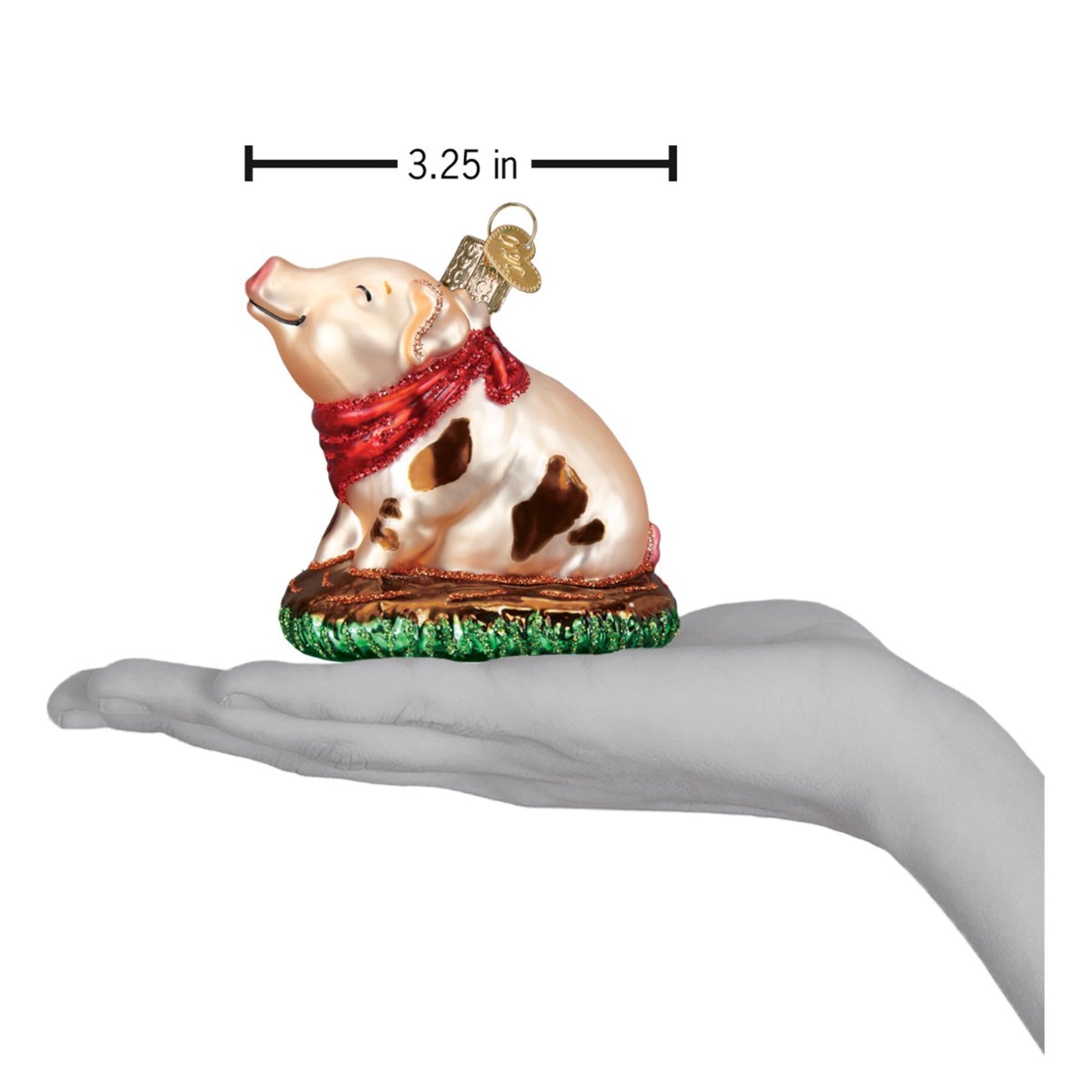 Old World Christmas Blown Glass Ornament for Christmas Tree, Piggy in The Puddle