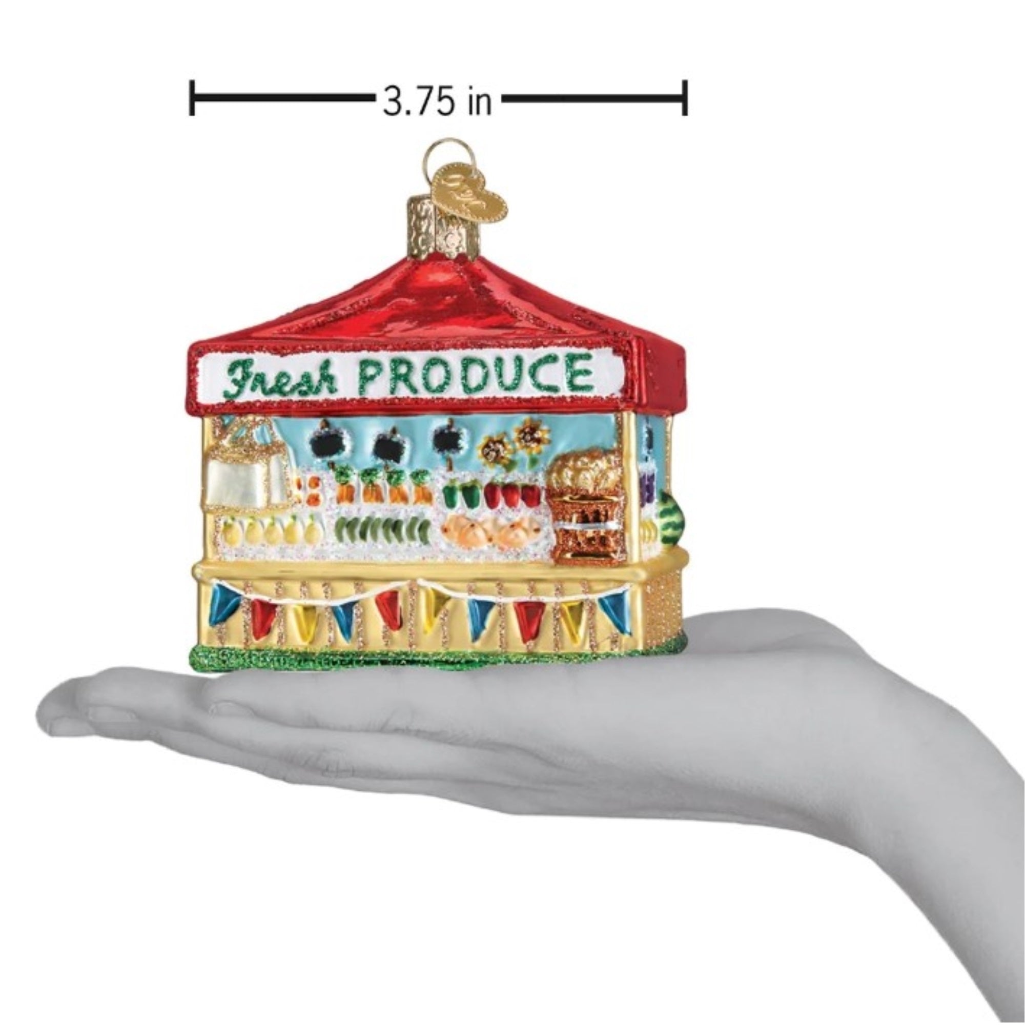 Old World Christmas Blown Glass Ornament for Christmas Tree, Farmer's Market Stand