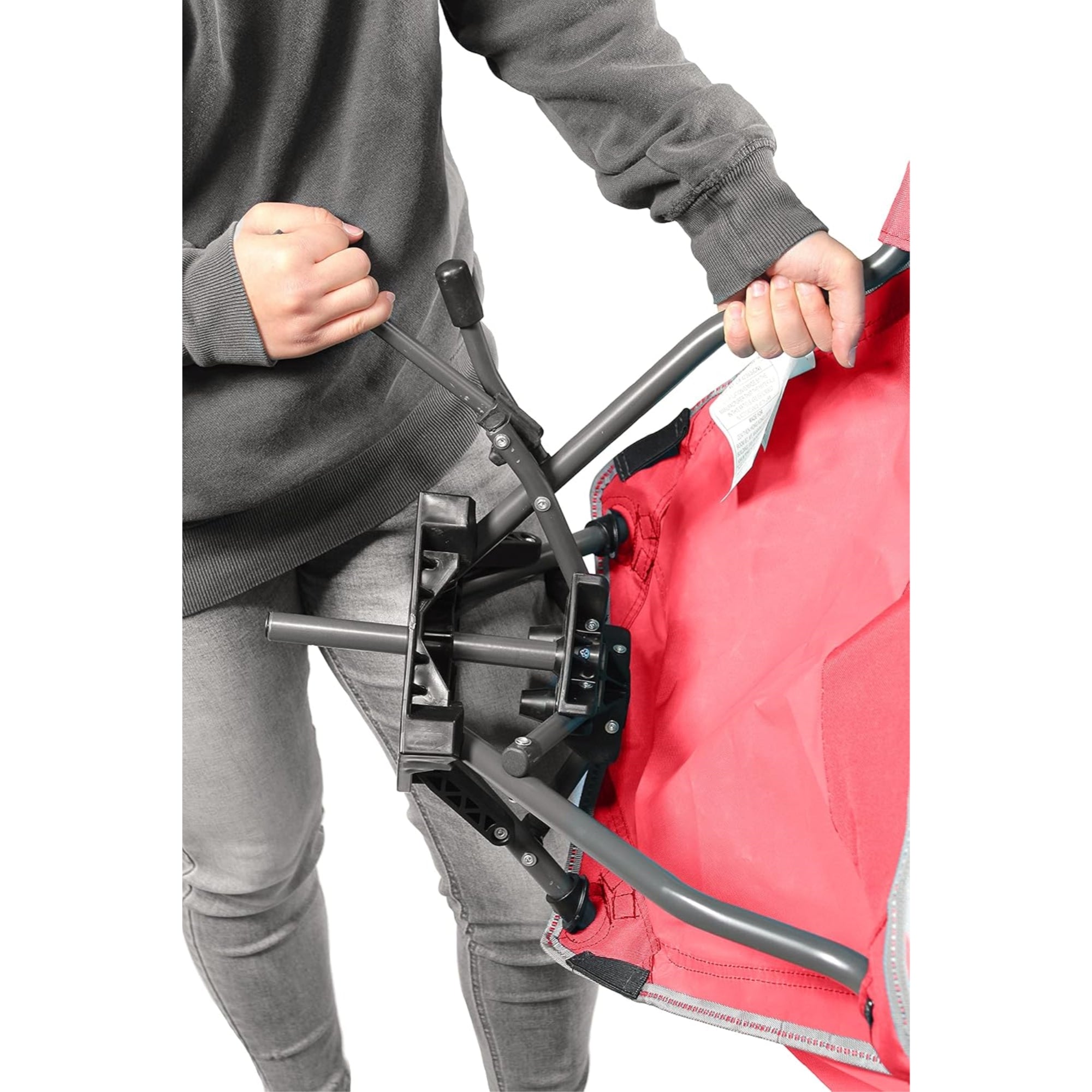 Garden Elements Swivel Camping Chair – Portable Outdoor Chair with 360° Swivel, Tall Back, Breathable Mesh, Steel Frame, Foldable with Carrying Case – Red