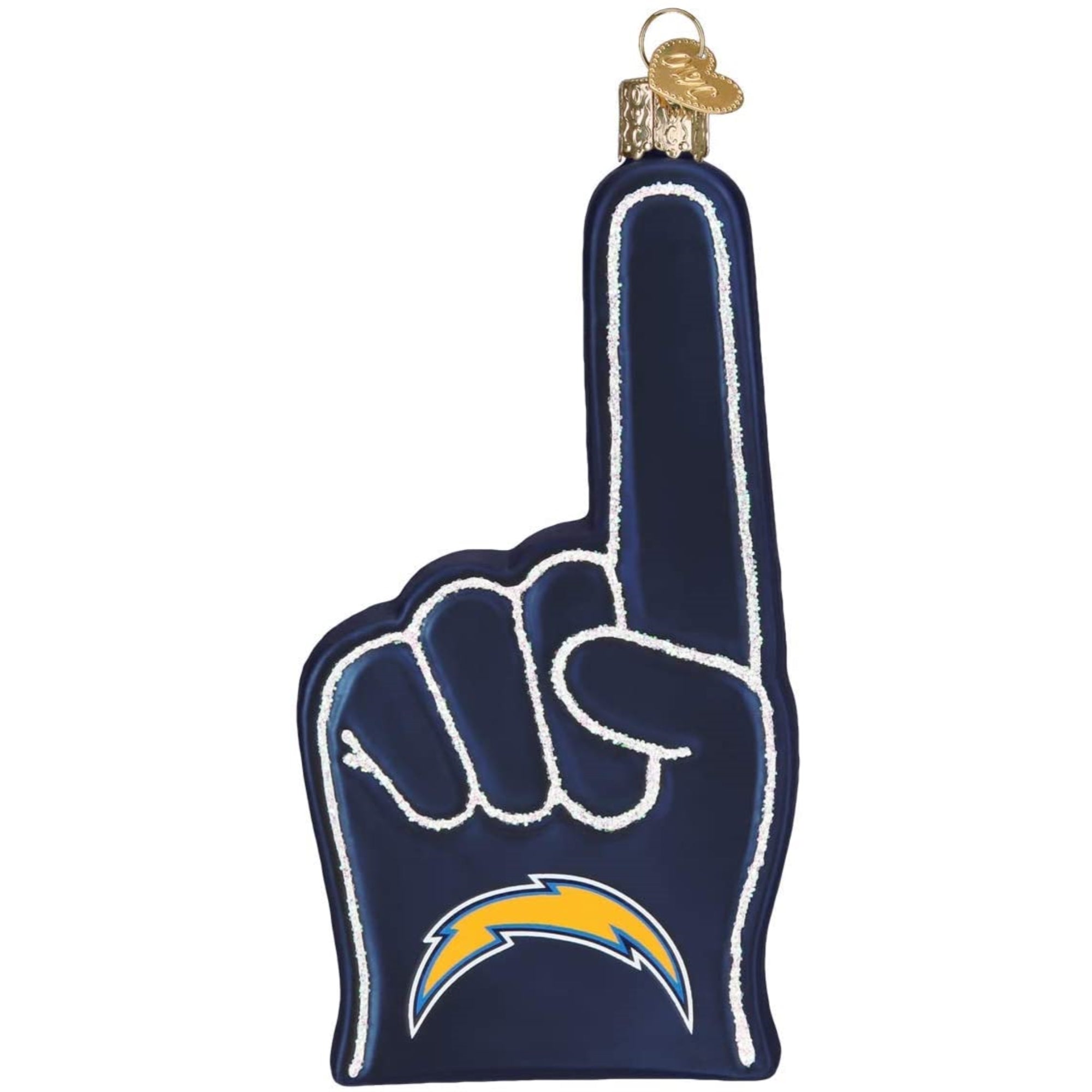 Old World Christmas Blown Glass Ornament for Christmas Tree, Los Angeles Chargers Foam Finger