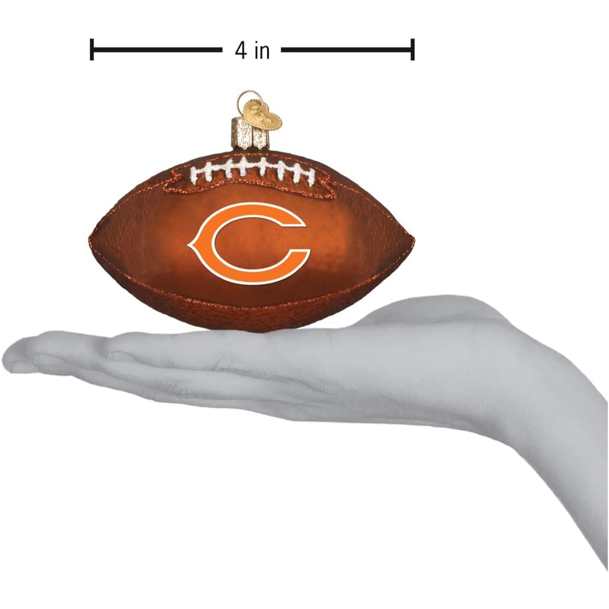 Old World Christmas Blown Glass Ornament for Christmas Tree, Chicago Bears Football