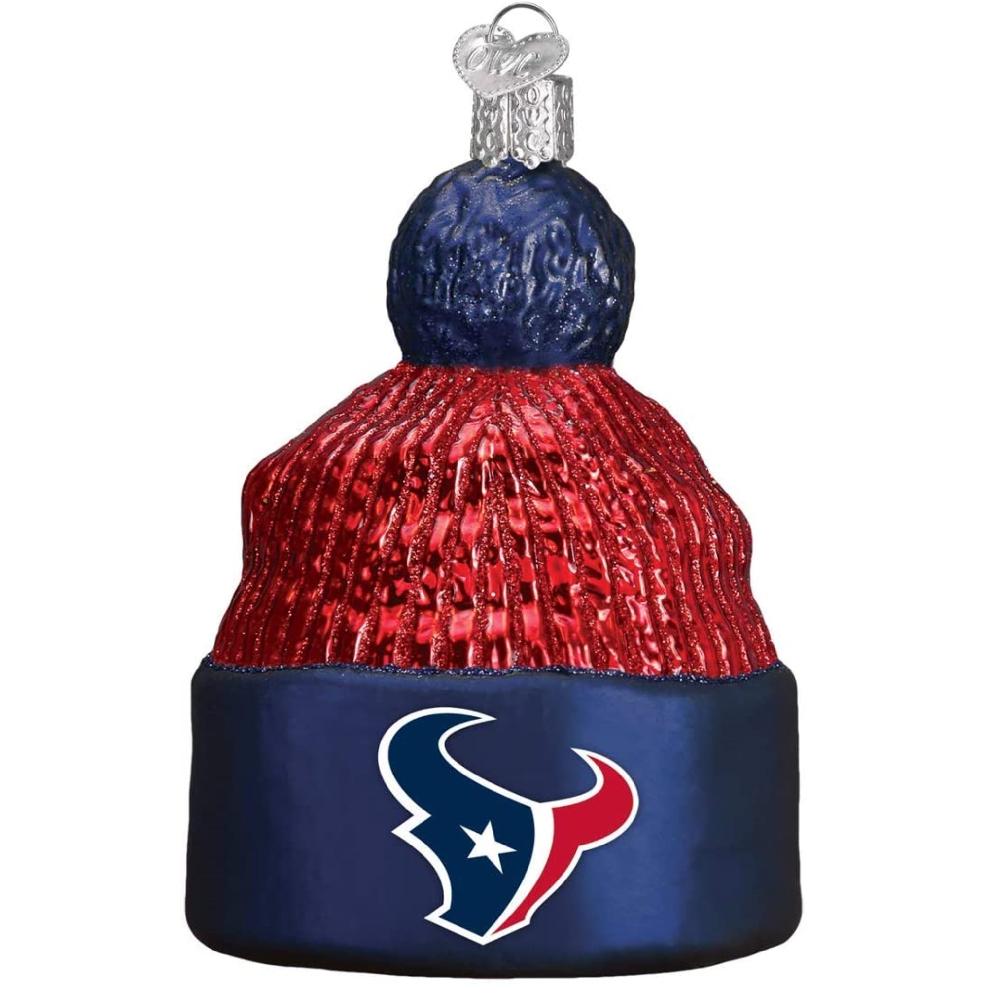 Old World Christmas Blown Glass Ornament for Christmas Tree, Houston Texans Beanie