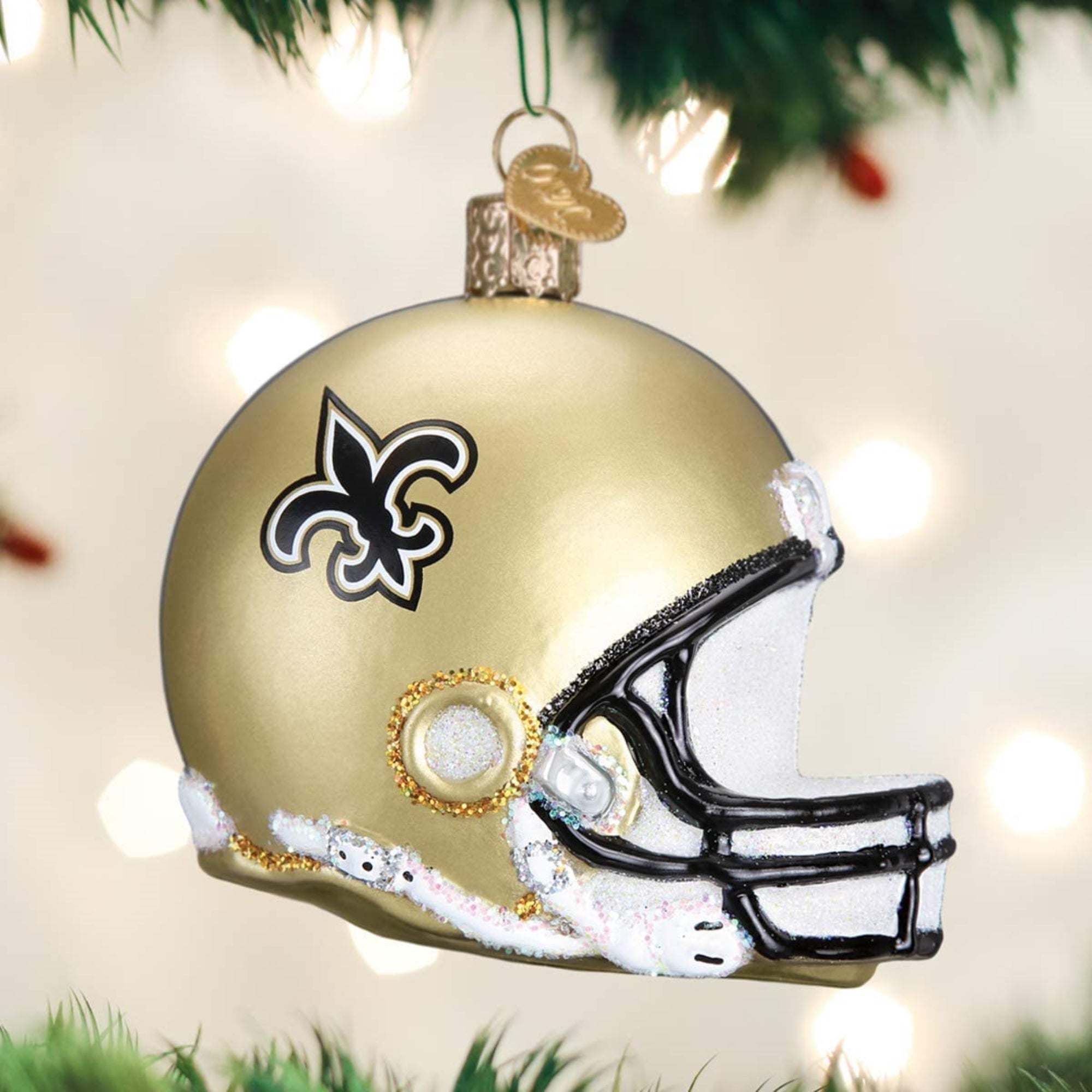 Old World Christmas Blown Glass Ornament for Christmas Tree, New Orleans Saints Helmet