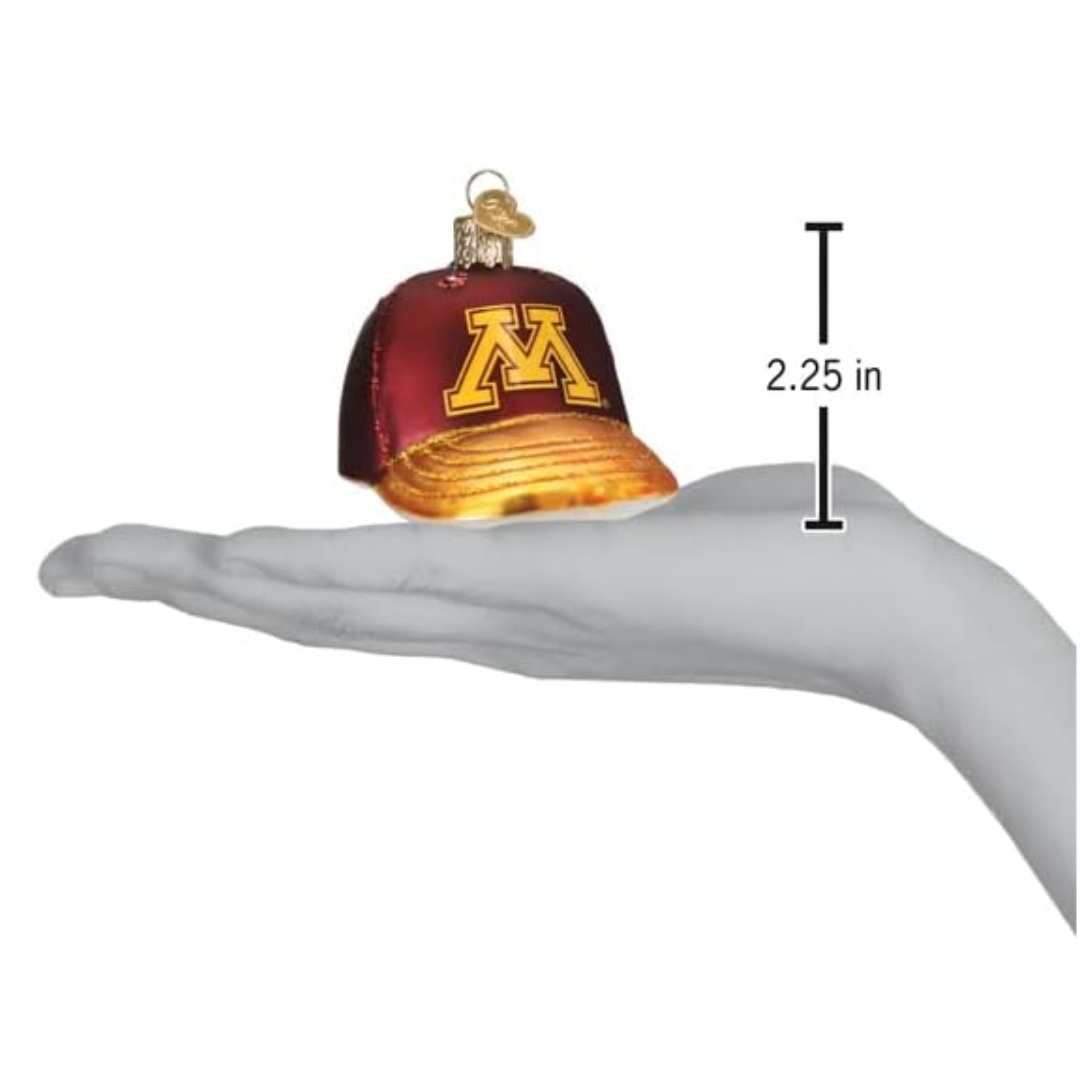 Old World Christmas Blown Glass Ornament for Christmas Tree, University of Minnesota Baseball Cap