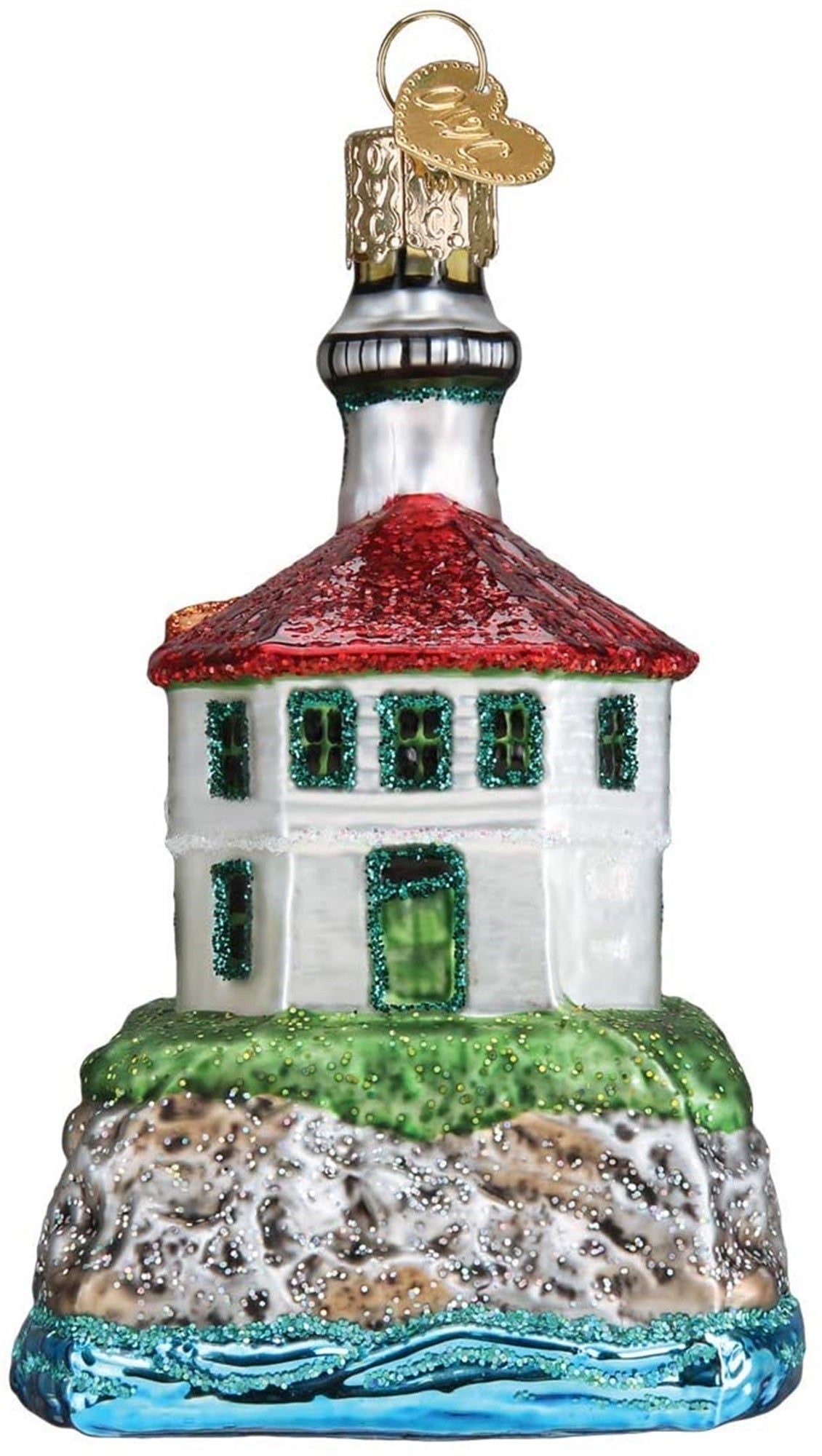 Old World Christmas Blown Glass Ornament for Christmas Tree, Eldred Rock Lighthouse