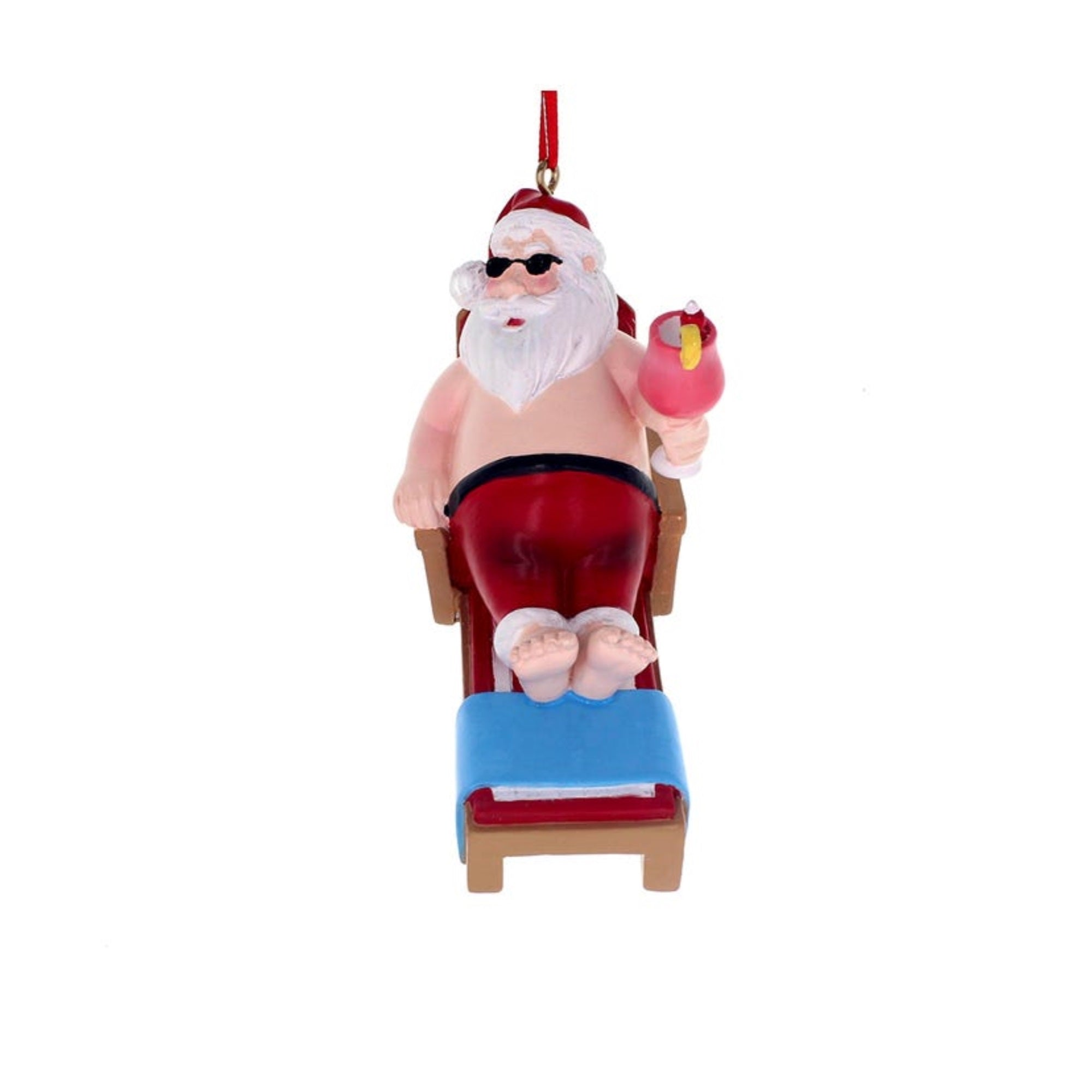 Kurt Adler Resin Ornament for Christmas Tree, Lounge Chair Santa