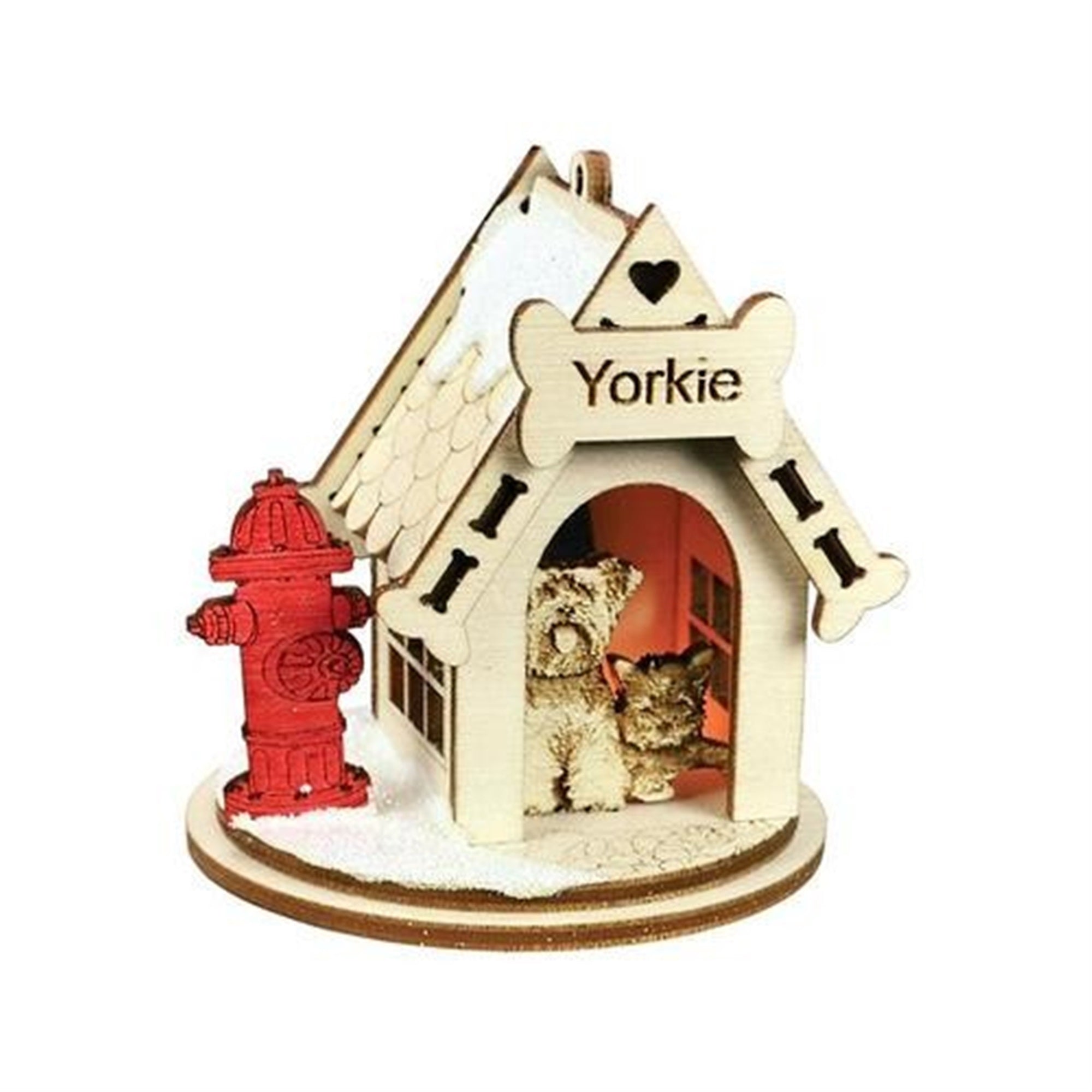 Old World Christmas K-9 Cottage Wooden Doghouse Ornament for Christmas Tree, Yorkie