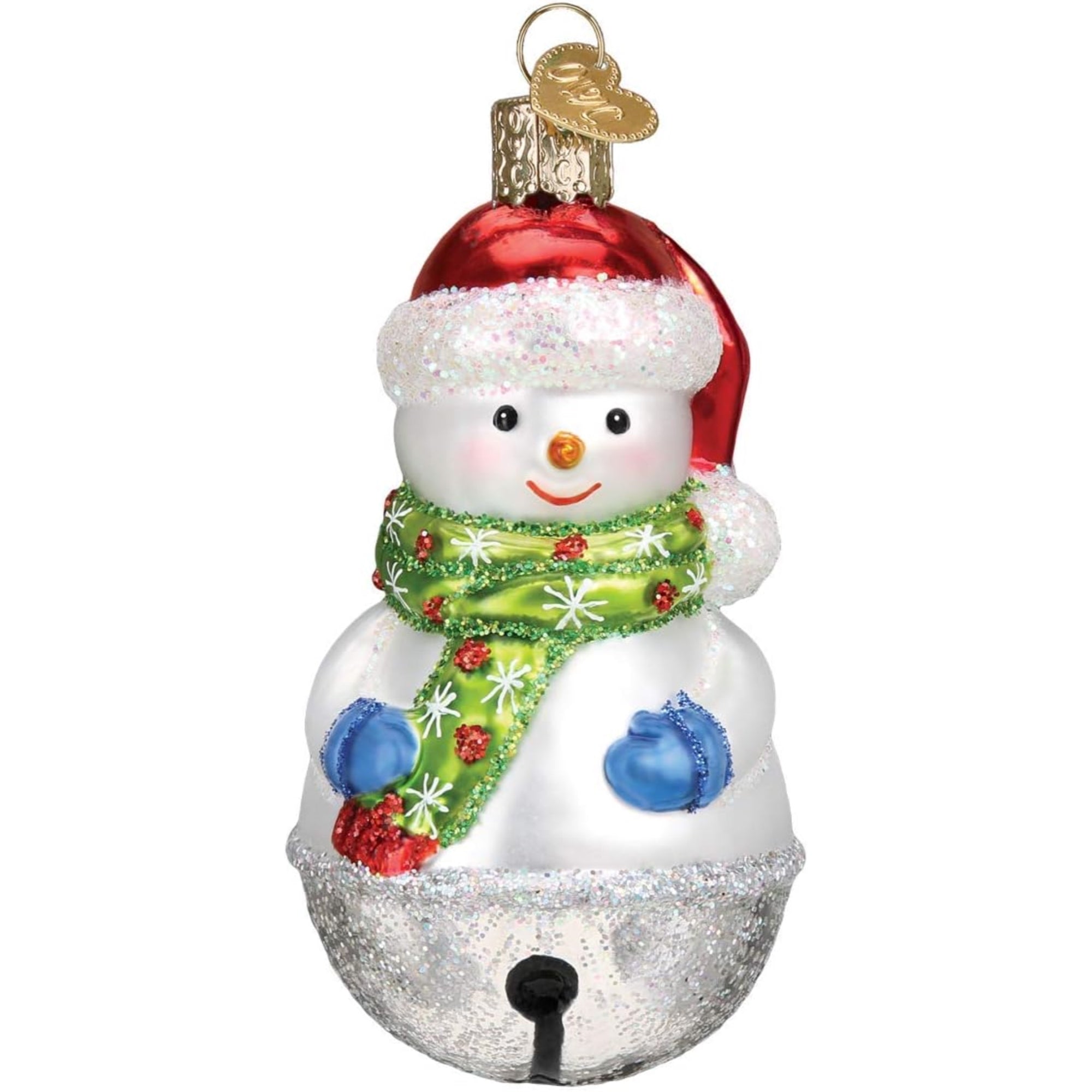 Old World Christmas Blown Glass Ornament for Christmas Tree, Jingle Bell Snowman (with OWC Gift Box)