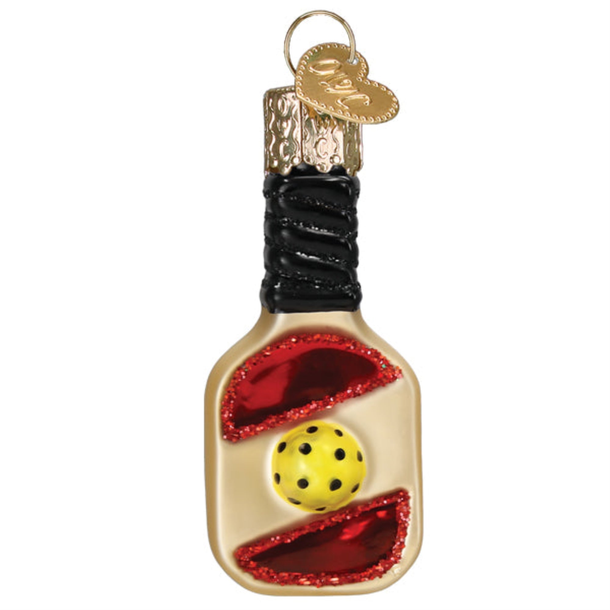 Old World Christmas Blown Glass Ornament for Christmas Tree, Mini Pickleball Paddle (with OWC Gift Box)
