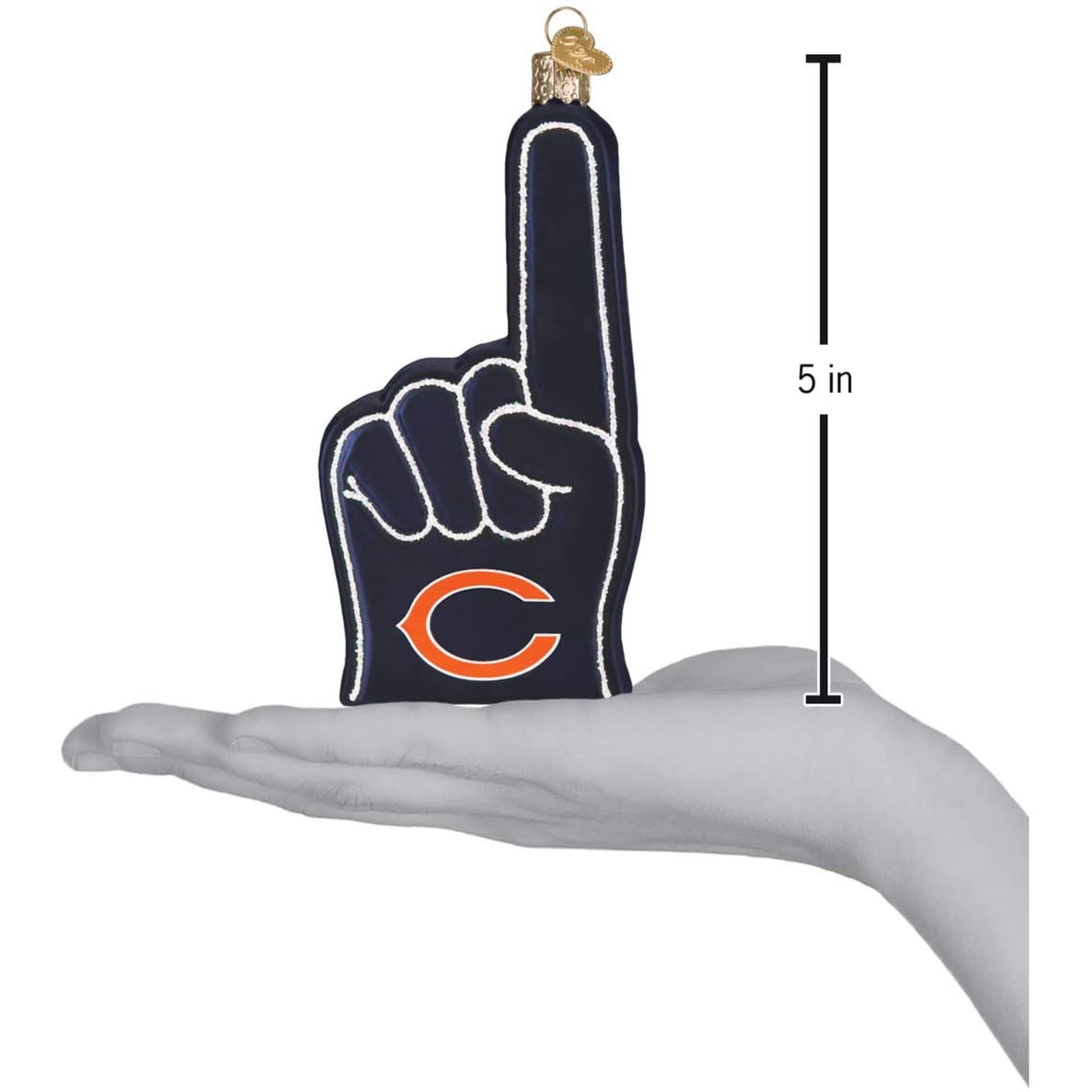 Old World Christmas Blown Glass Ornament for Christmas Tree, Chicago Bears Foam Finger
